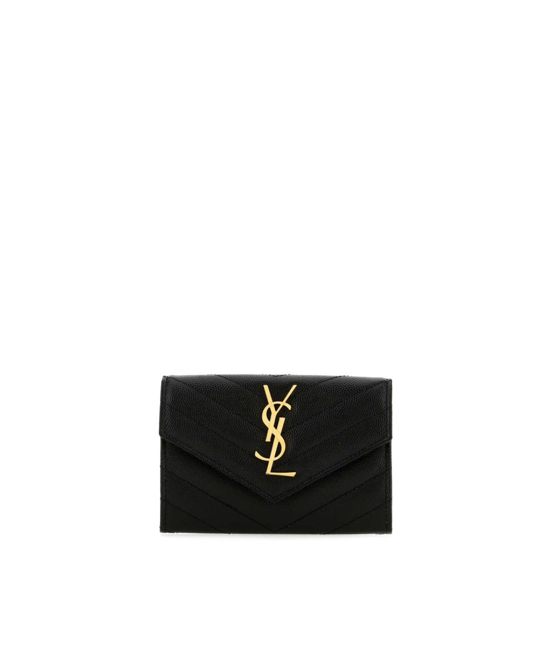 SAINT LAURENT Черный кожаный кошелек, фото 1