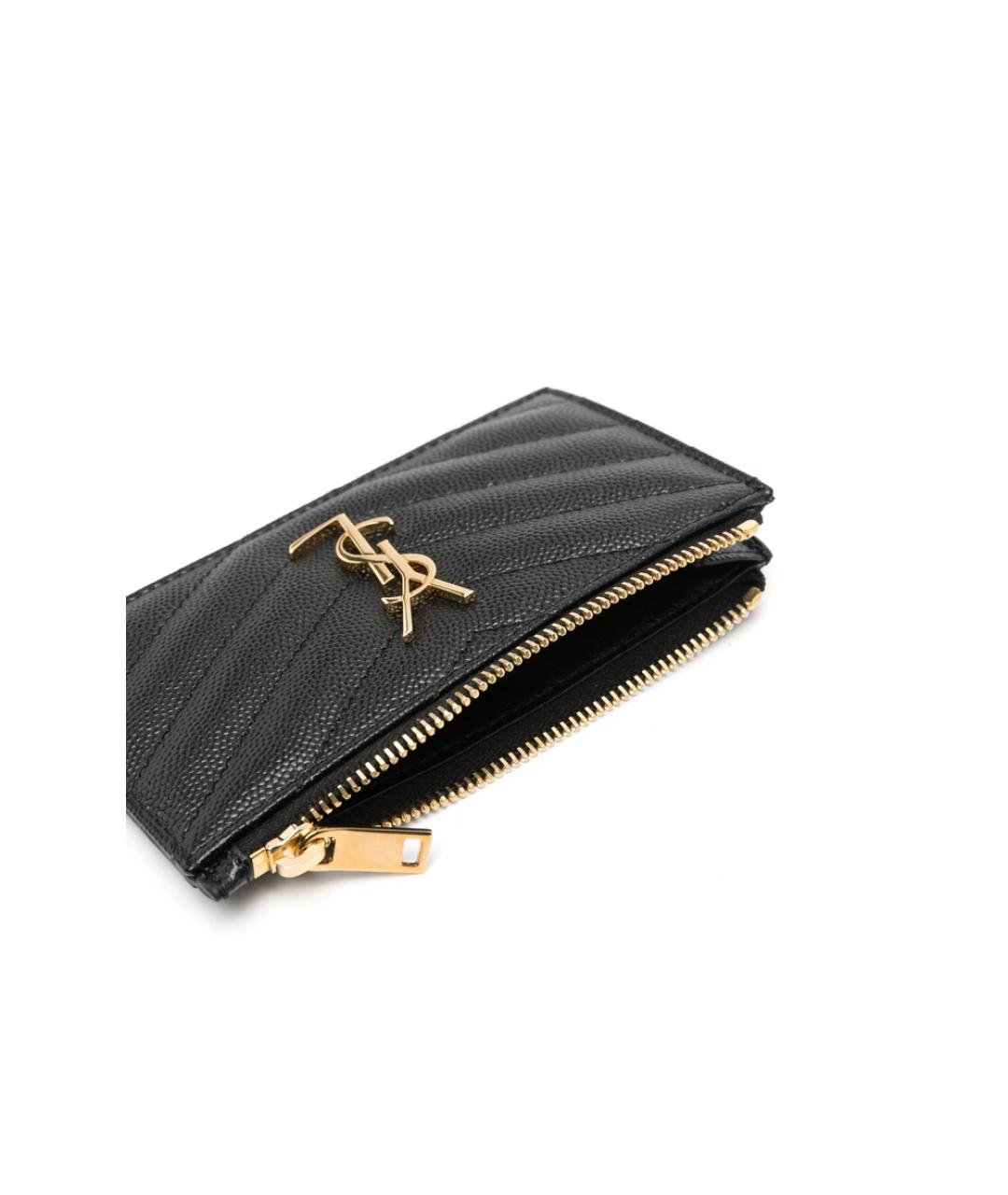 SAINT LAURENT Черный кожаный кошелек, фото 3