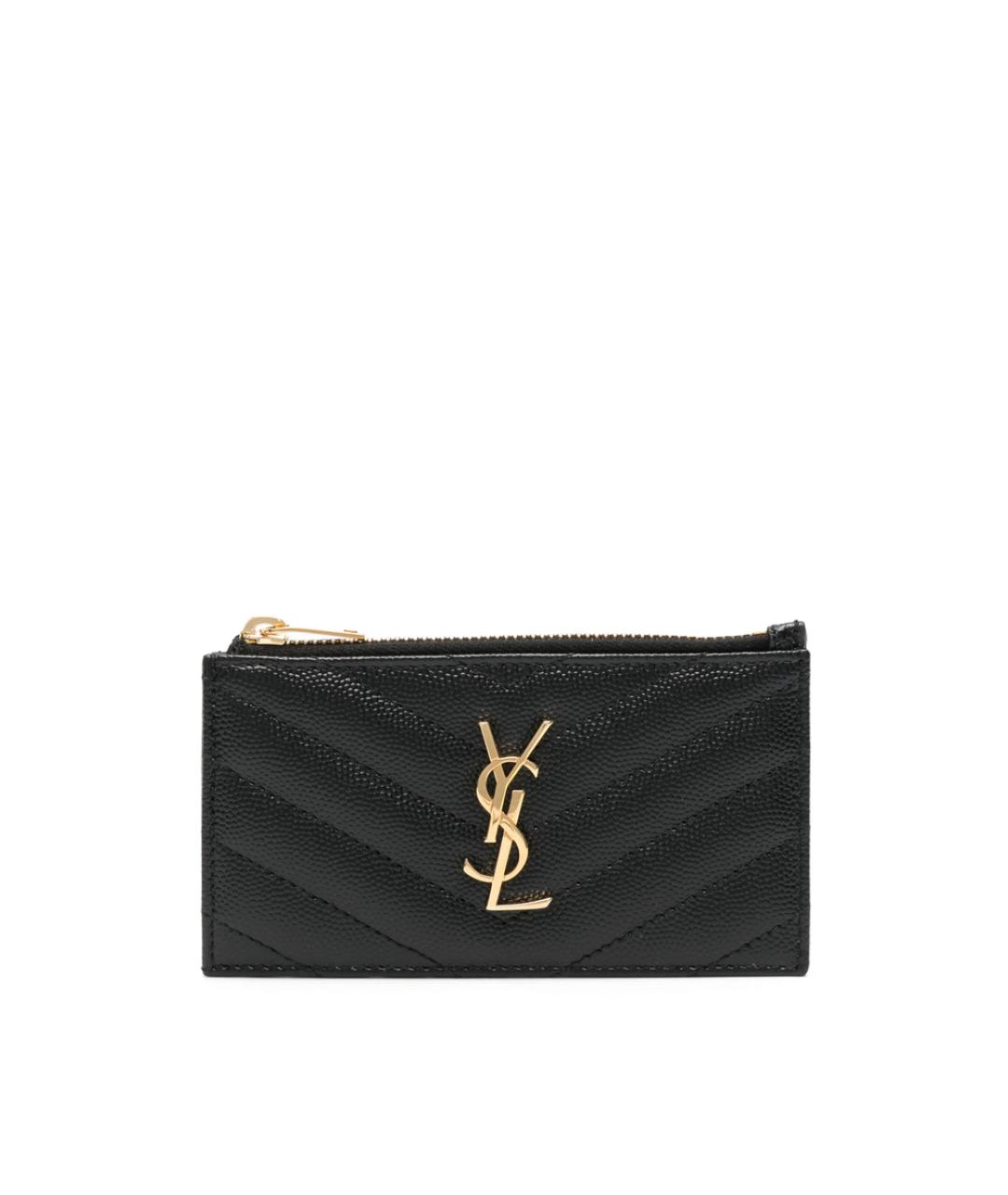 SAINT LAURENT Черный кожаный кошелек, фото 1