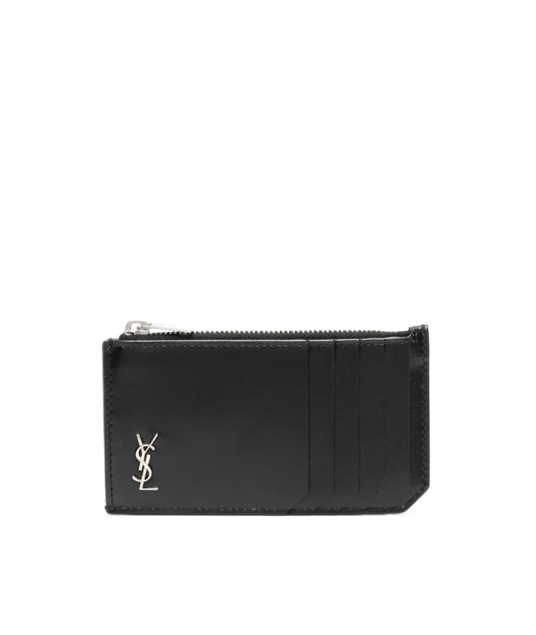 SAINT LAURENT Черный кожаный кошелек, фото 2