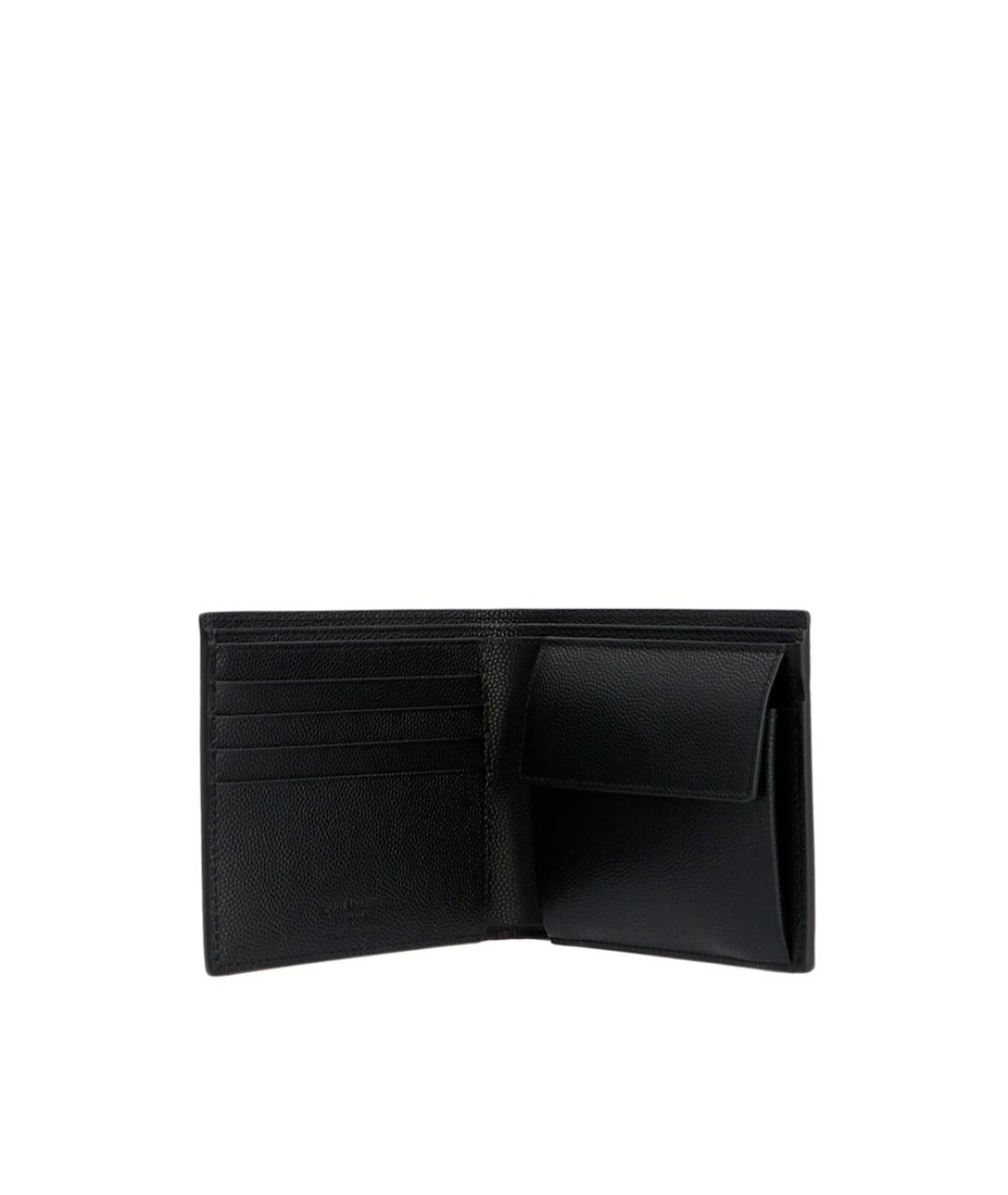 SAINT LAURENT Черный кожаный кошелек, фото 4