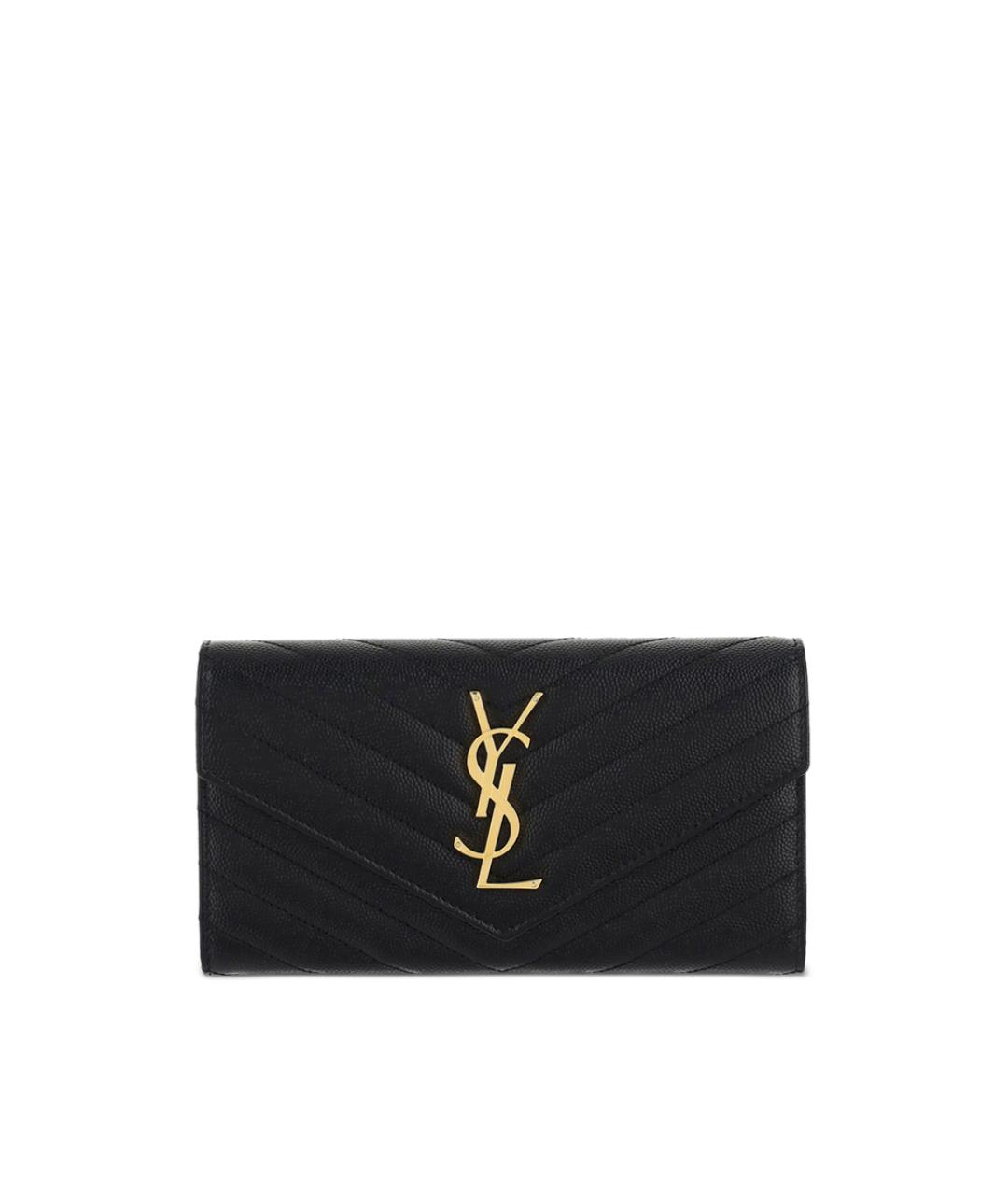 SAINT LAURENT Черный кожаный кошелек, фото 1