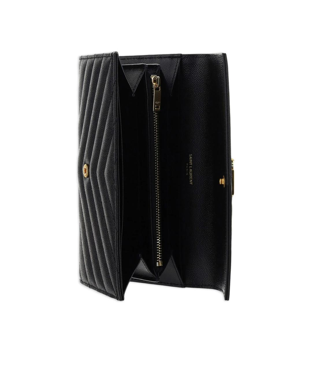 SAINT LAURENT Черный кожаный кошелек, фото 3