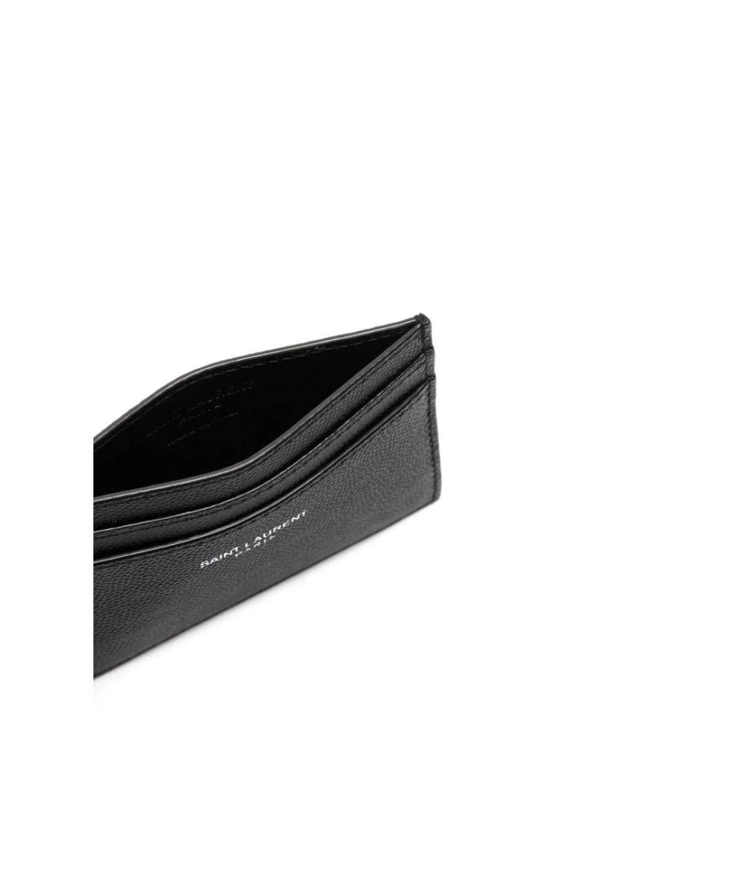 SAINT LAURENT Черный кожаный кардхолдер, фото 2