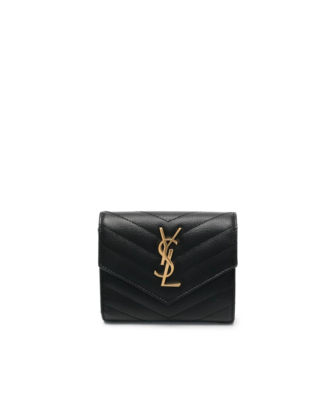 SAINT LAURENT Черный кожаный кошелек, фото 1