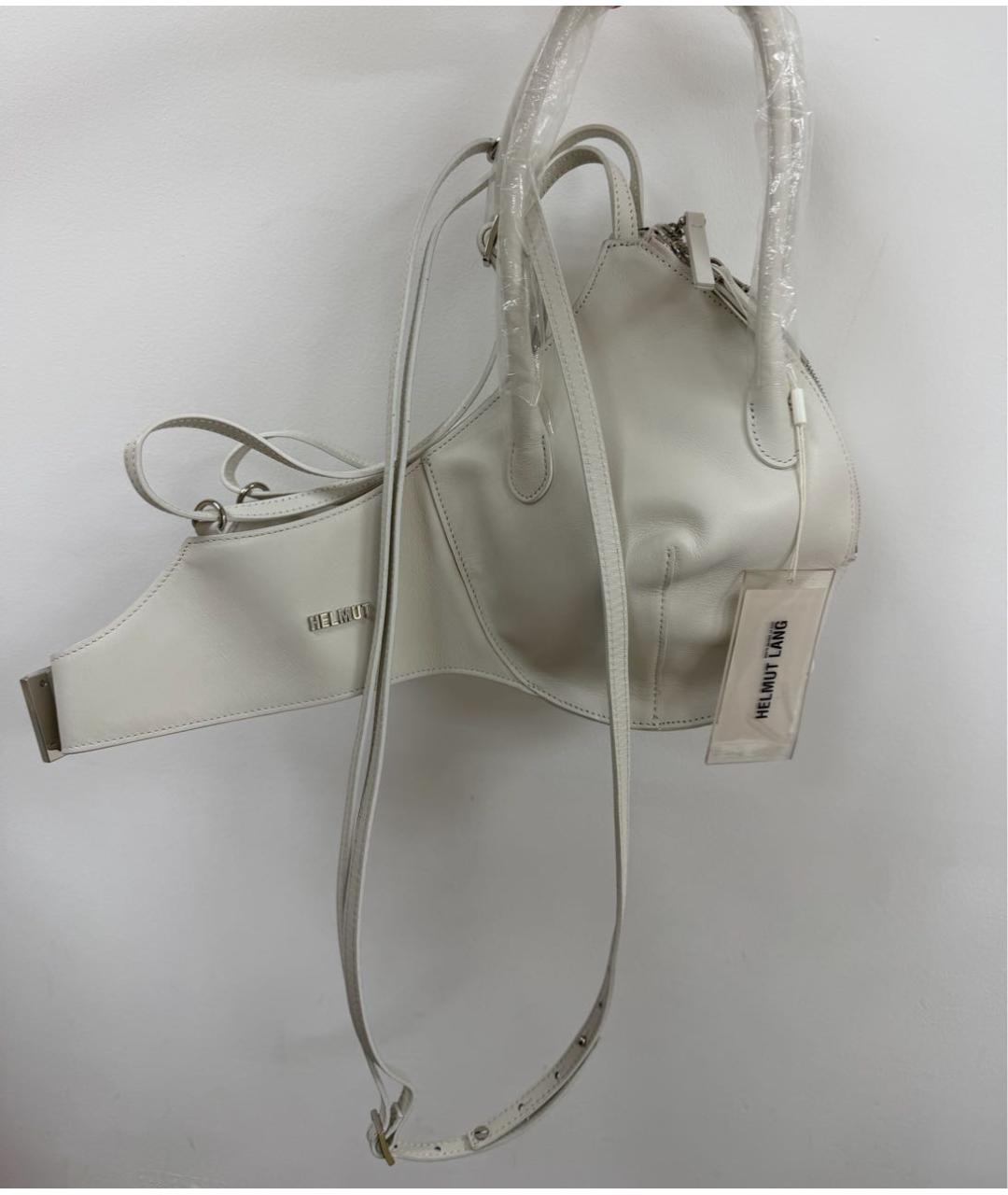 HELMUT LANG Белая кожаная сумка с короткими ручками, фото 2