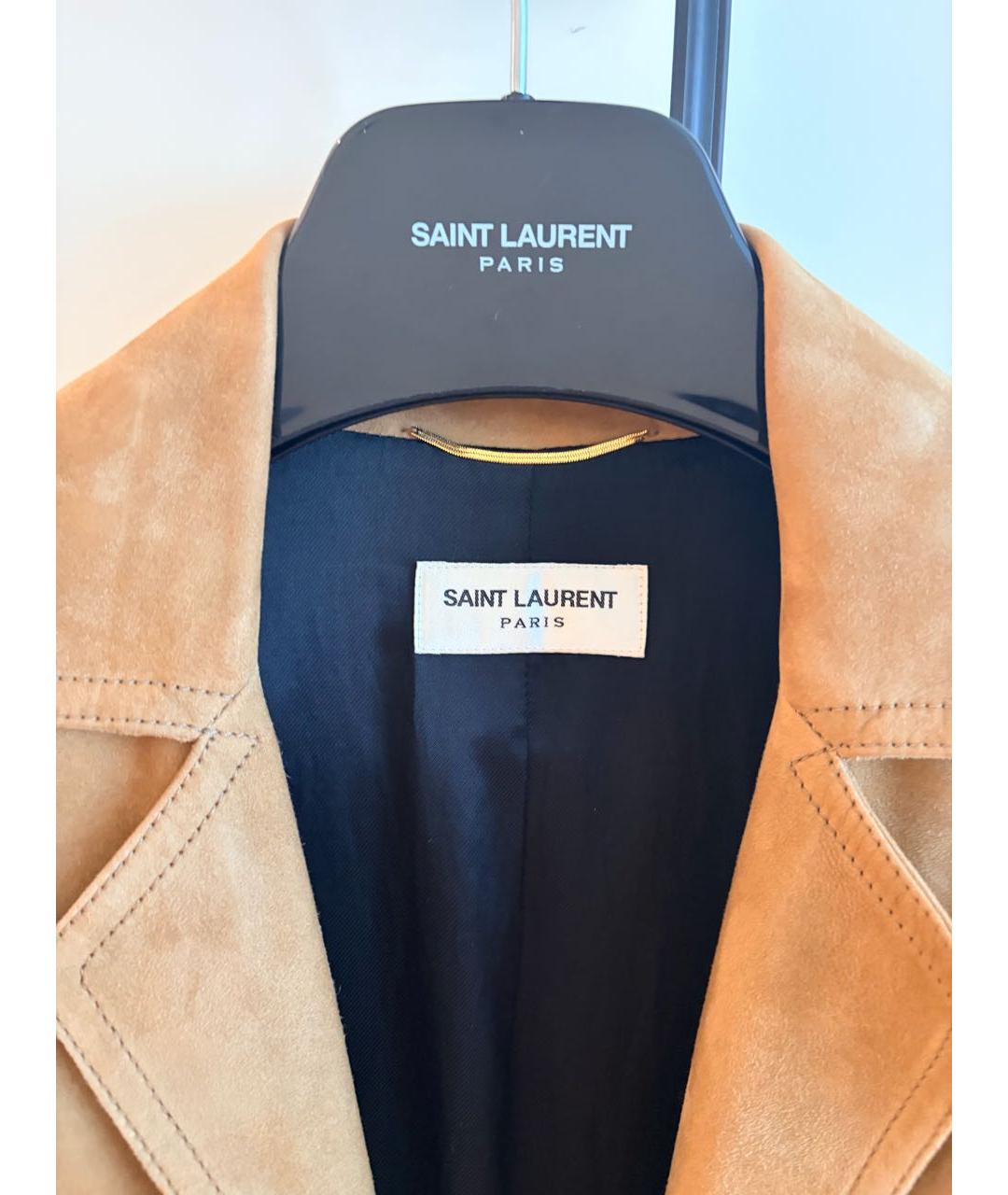 SAINT LAURENT Бежевая замшевая куртка, фото 4