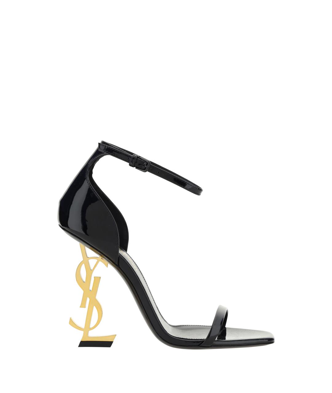 SAINT LAURENT Черные босоножки из лакированной кожи, фото 1