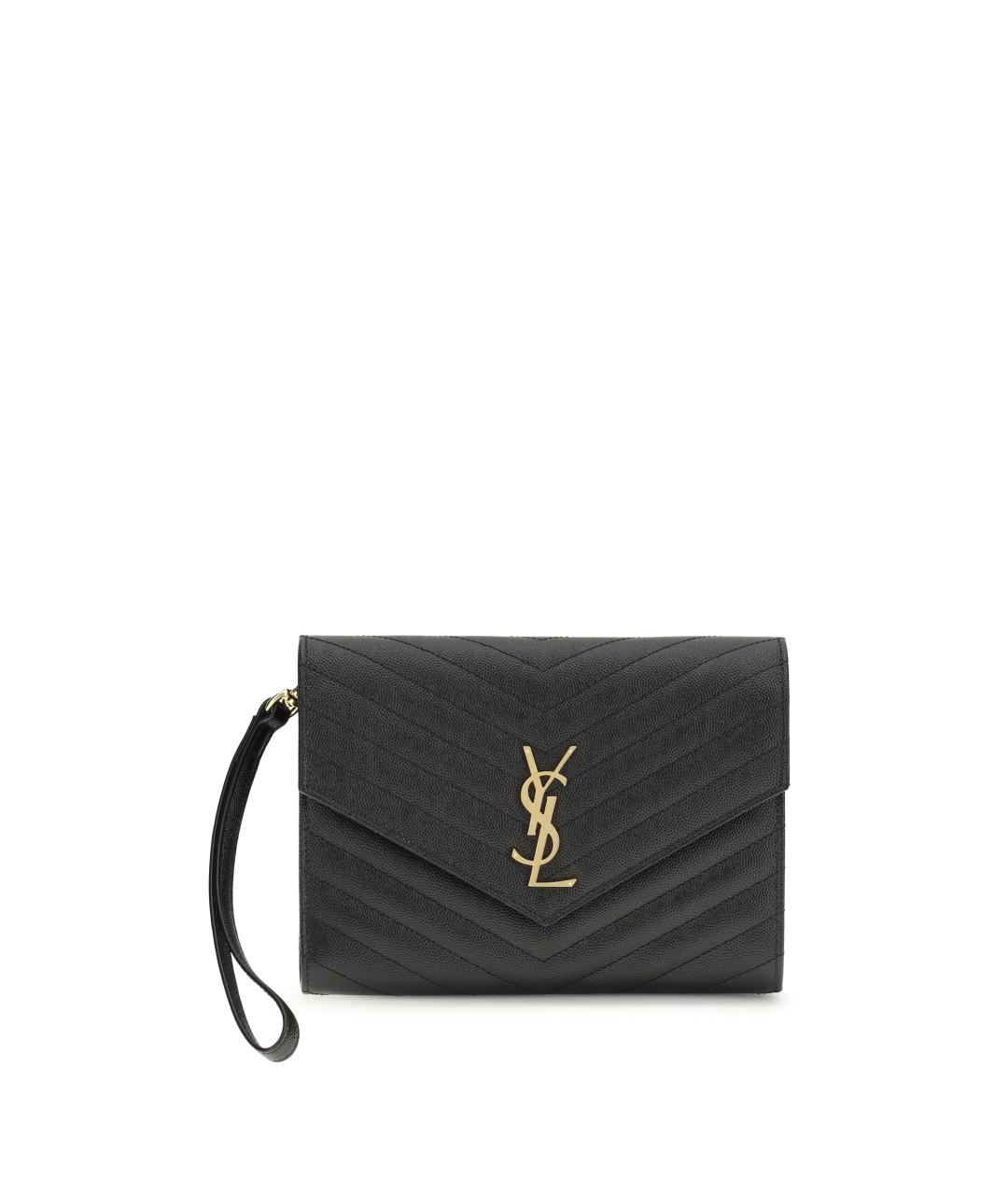 SAINT LAURENT Черная кожаная косметичка, фото 1