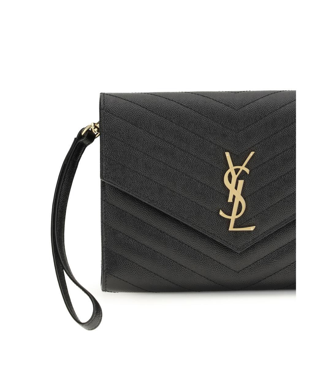 SAINT LAURENT Черная кожаная косметичка, фото 4
