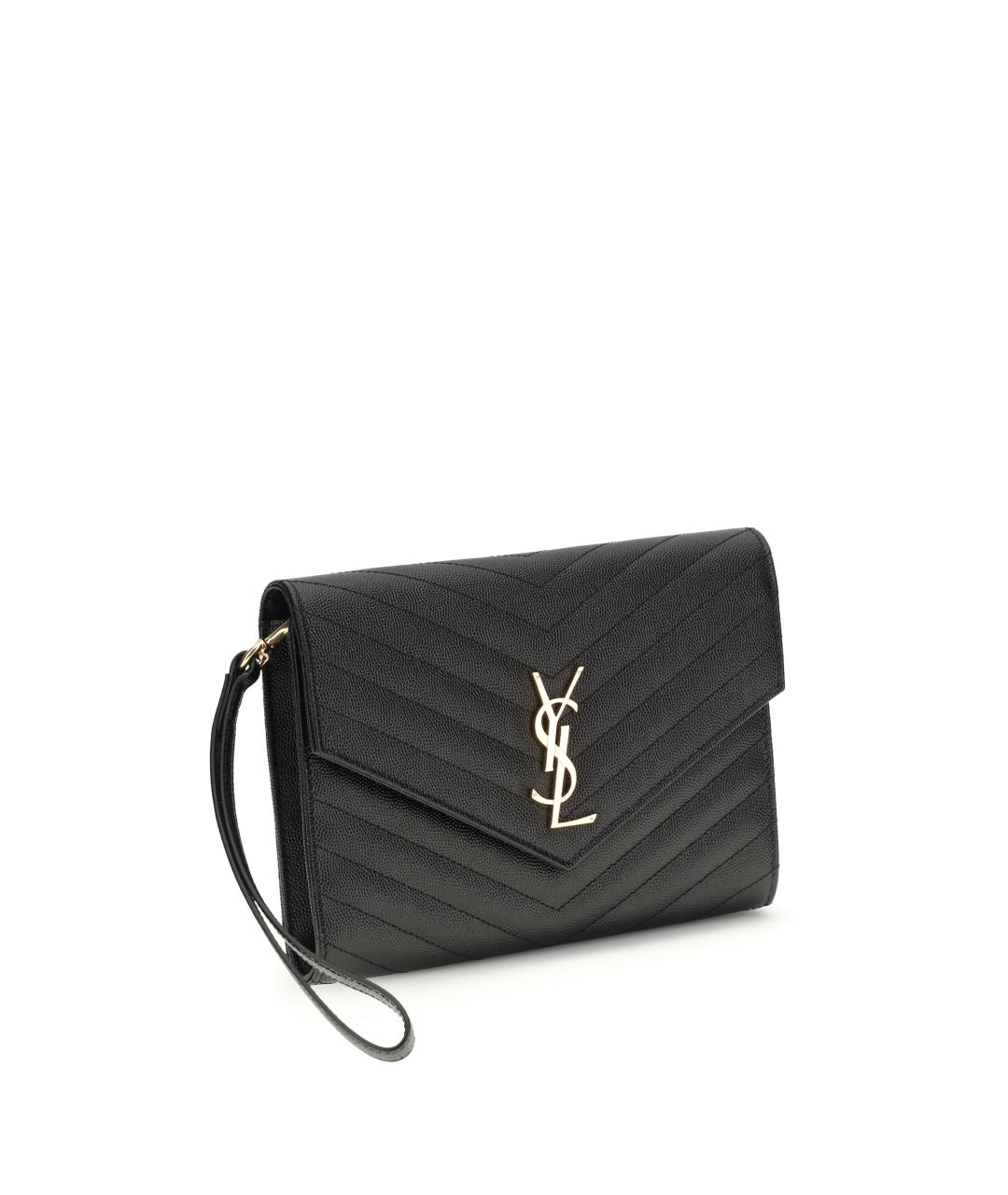 SAINT LAURENT Черная кожаная косметичка, фото 2