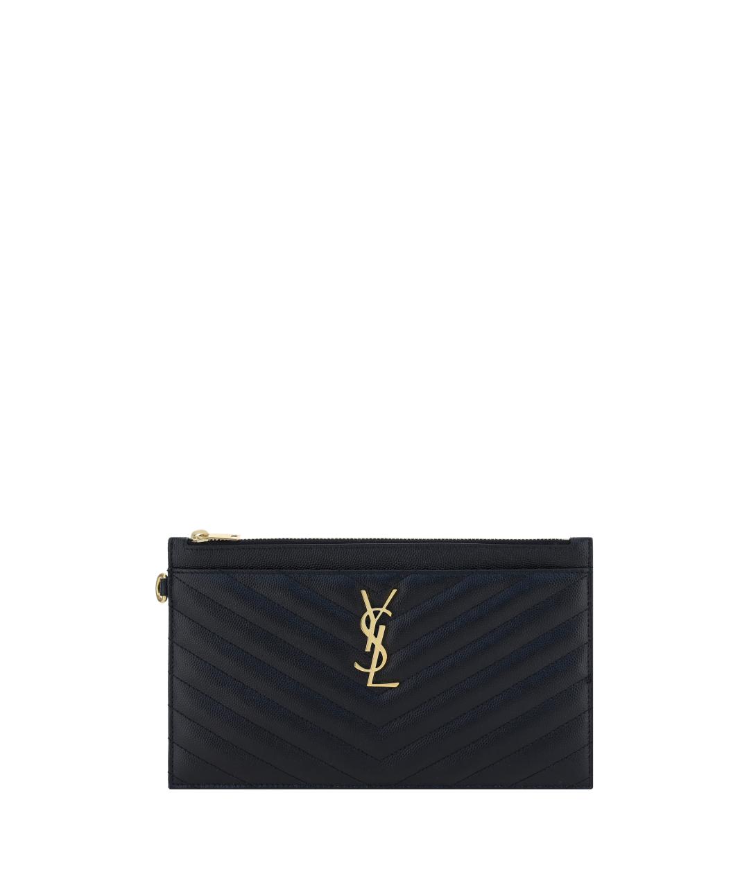 SAINT LAURENT Черная кожаная косметичка, фото 1