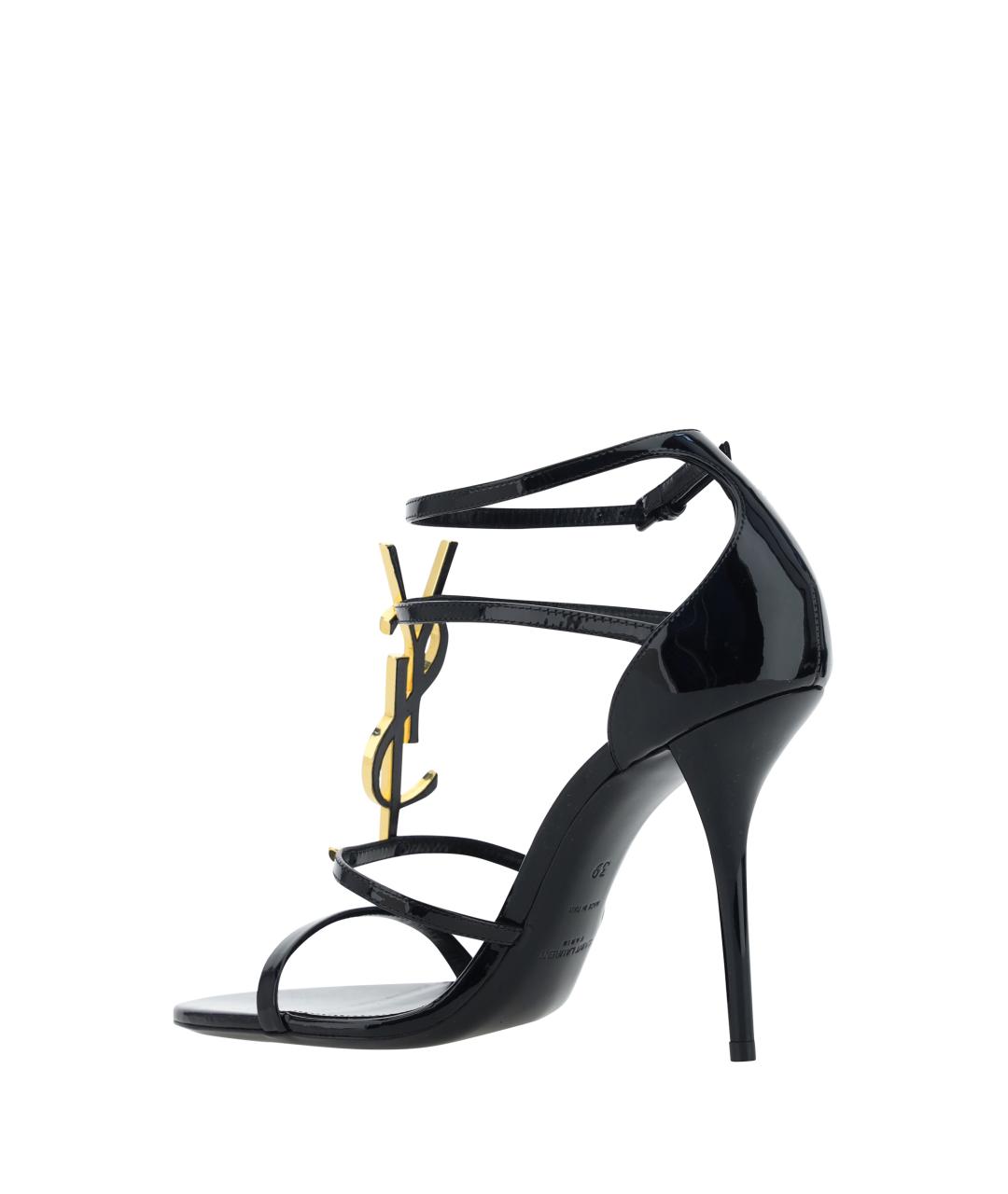 SAINT LAURENT Черные босоножки из лакированной кожи, фото 3