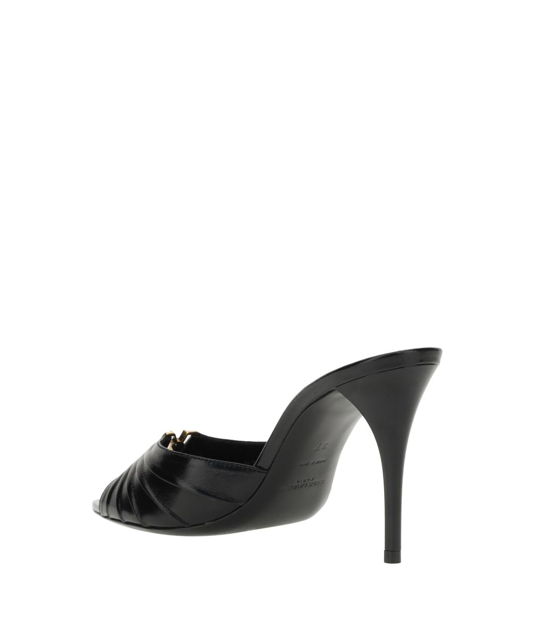 SAINT LAURENT Черные кожаные мюли, фото 3