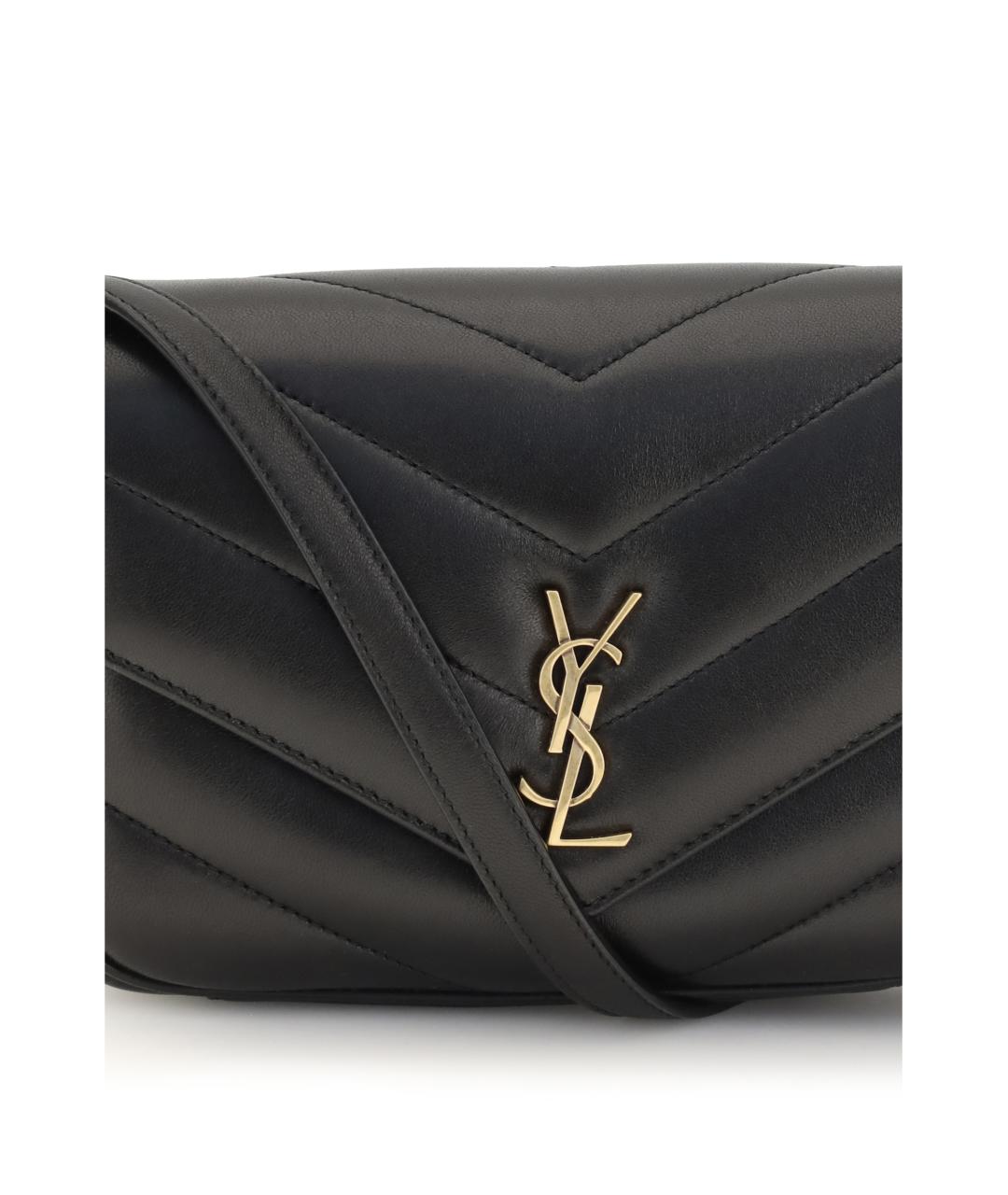 SAINT LAURENT Черная кожаная сумка через плечо, фото 4