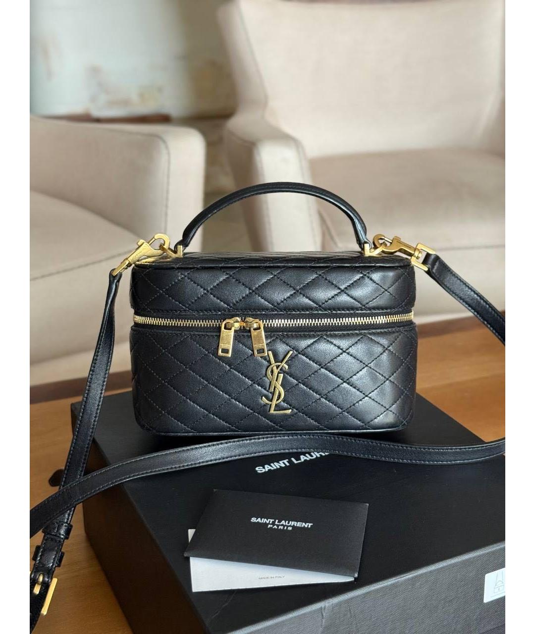SAINT LAURENT Черная кожаная сумка через плечо, фото 2