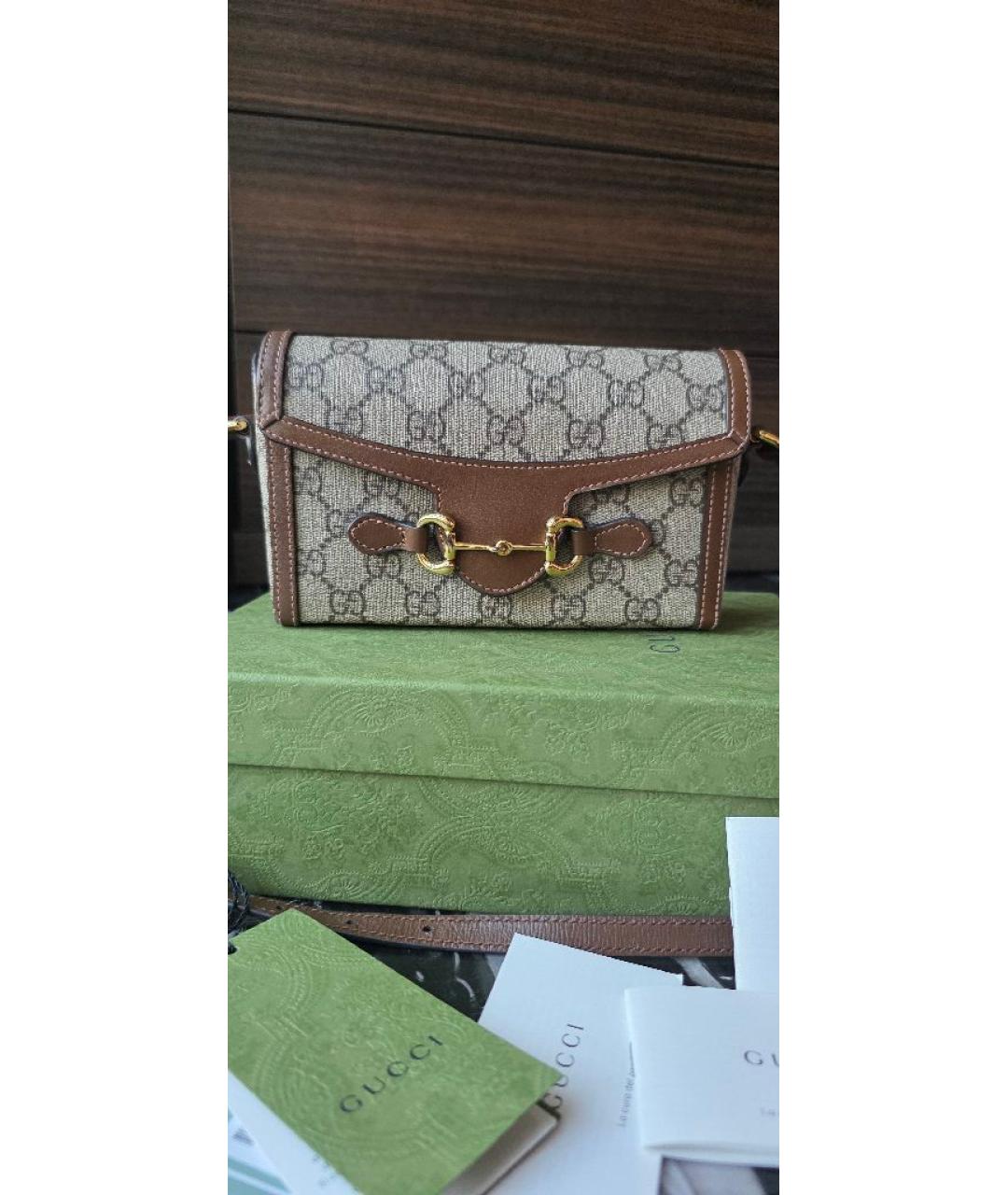 GUCCI Бежевая кожаная сумка через плечо, фото 6
