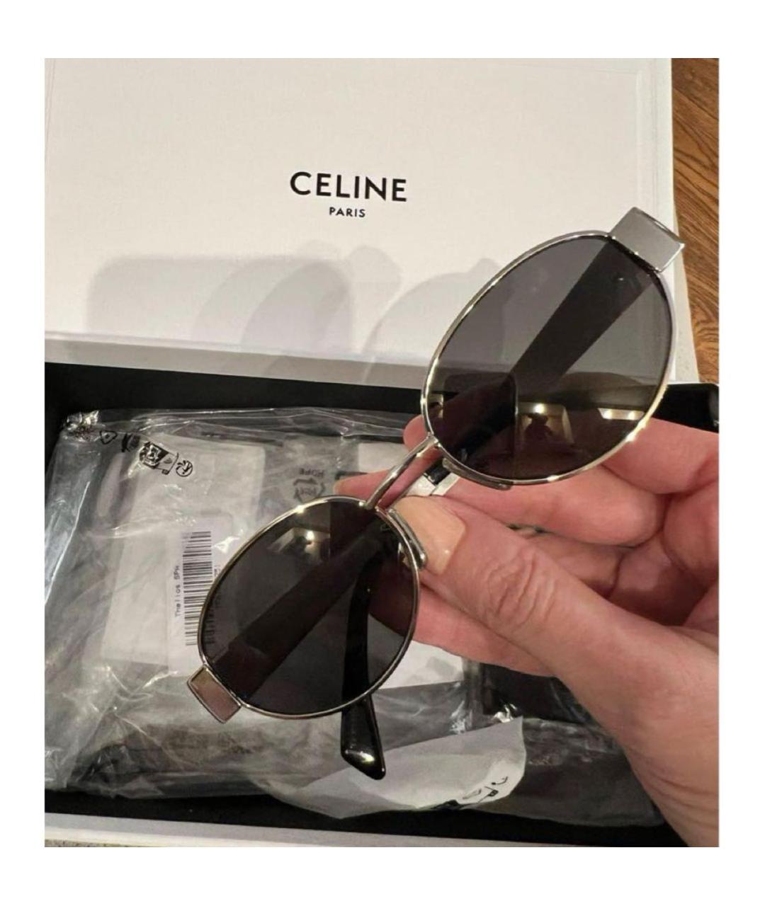 CELINE Серебряные металлические солнцезащитные очки, фото 4