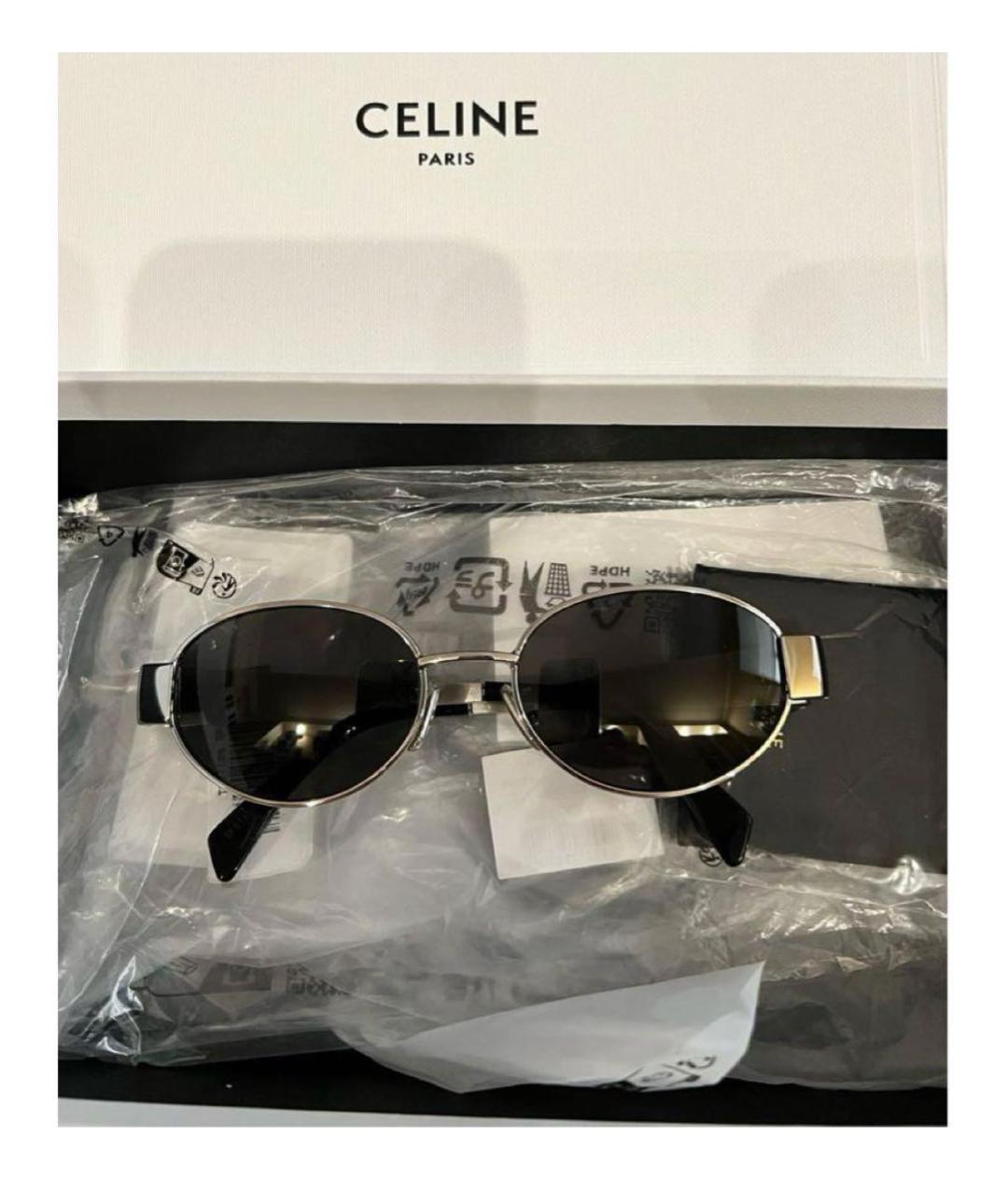 CELINE Серебряные металлические солнцезащитные очки, фото 6