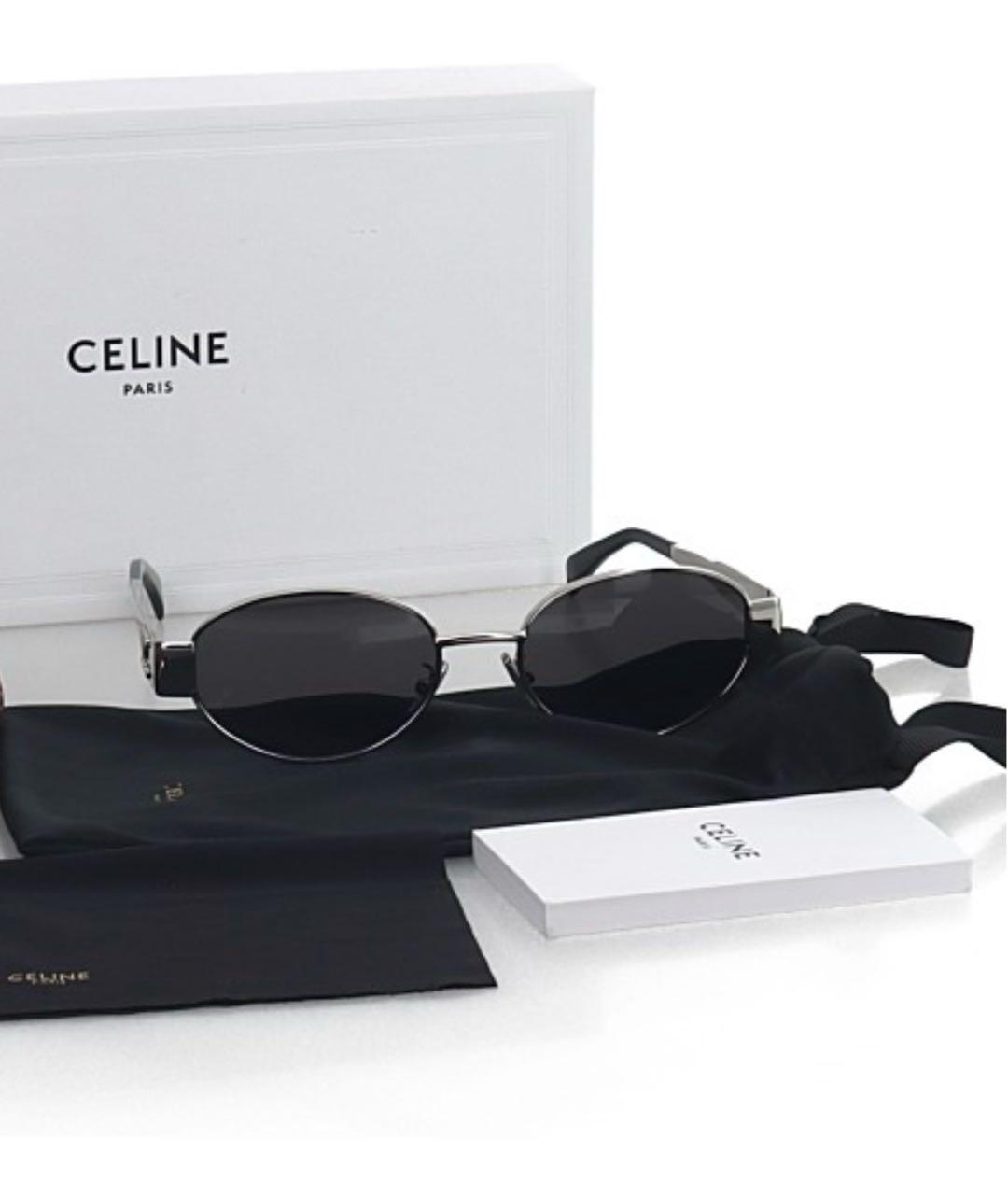 CELINE Серебряные металлические солнцезащитные очки, фото 2