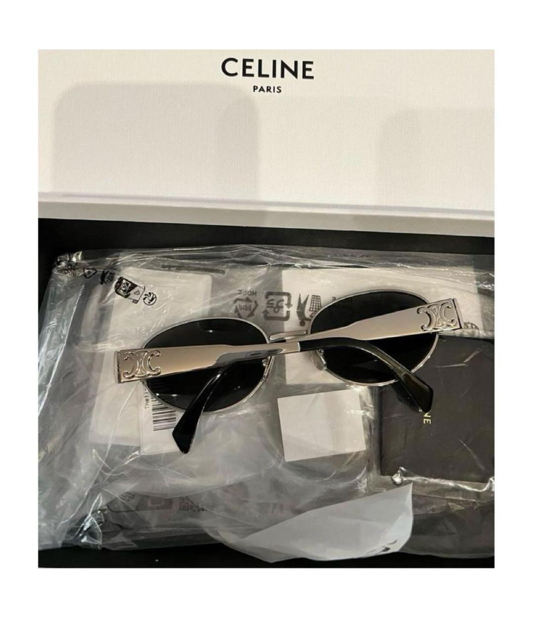 CELINE Серебряные металлические солнцезащитные очки, фото 5