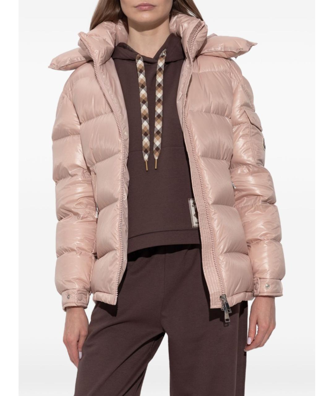 MONCLER Розовая полиамидовая куртка, фото 4