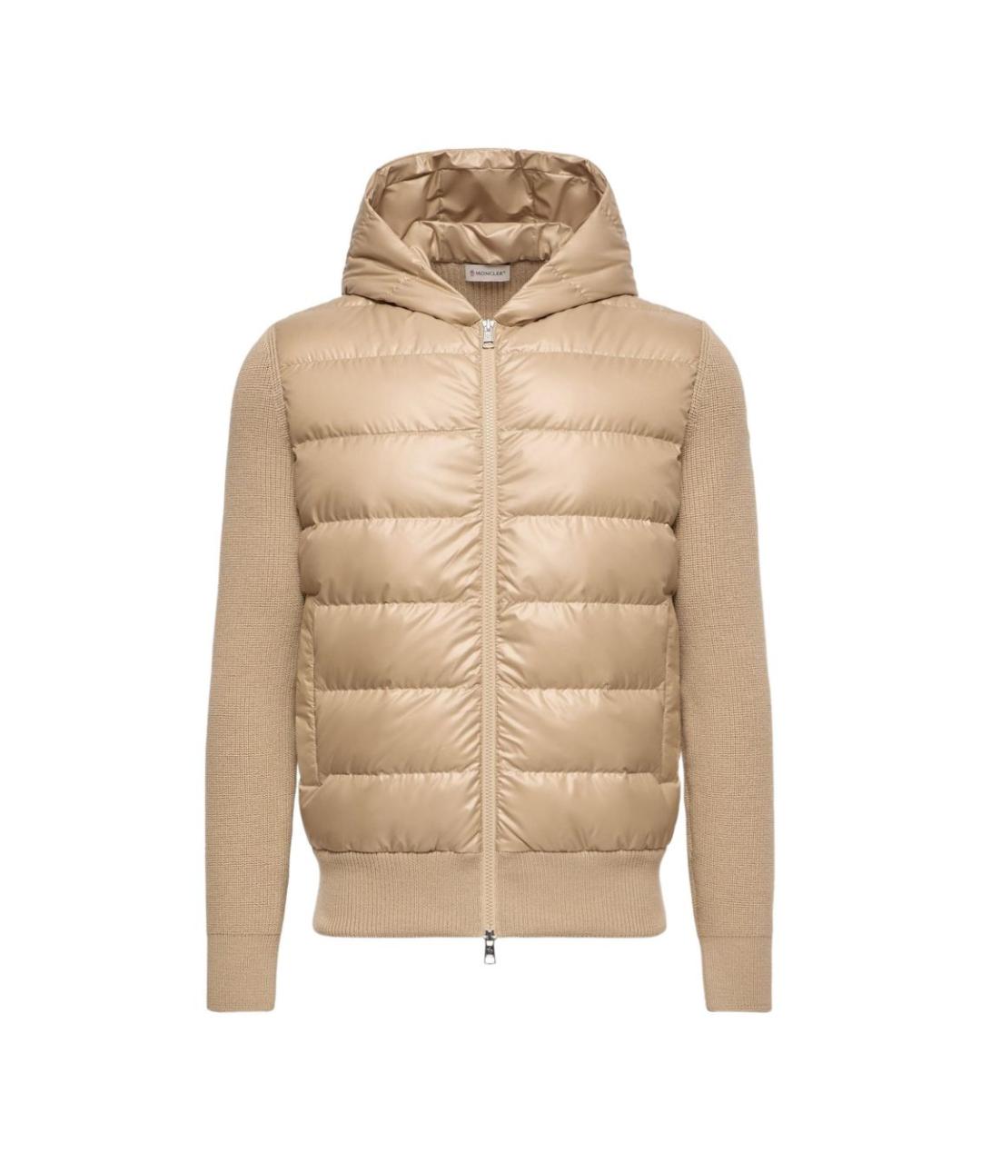 MONCLER Бежевая полиэстеровая куртка, фото 1