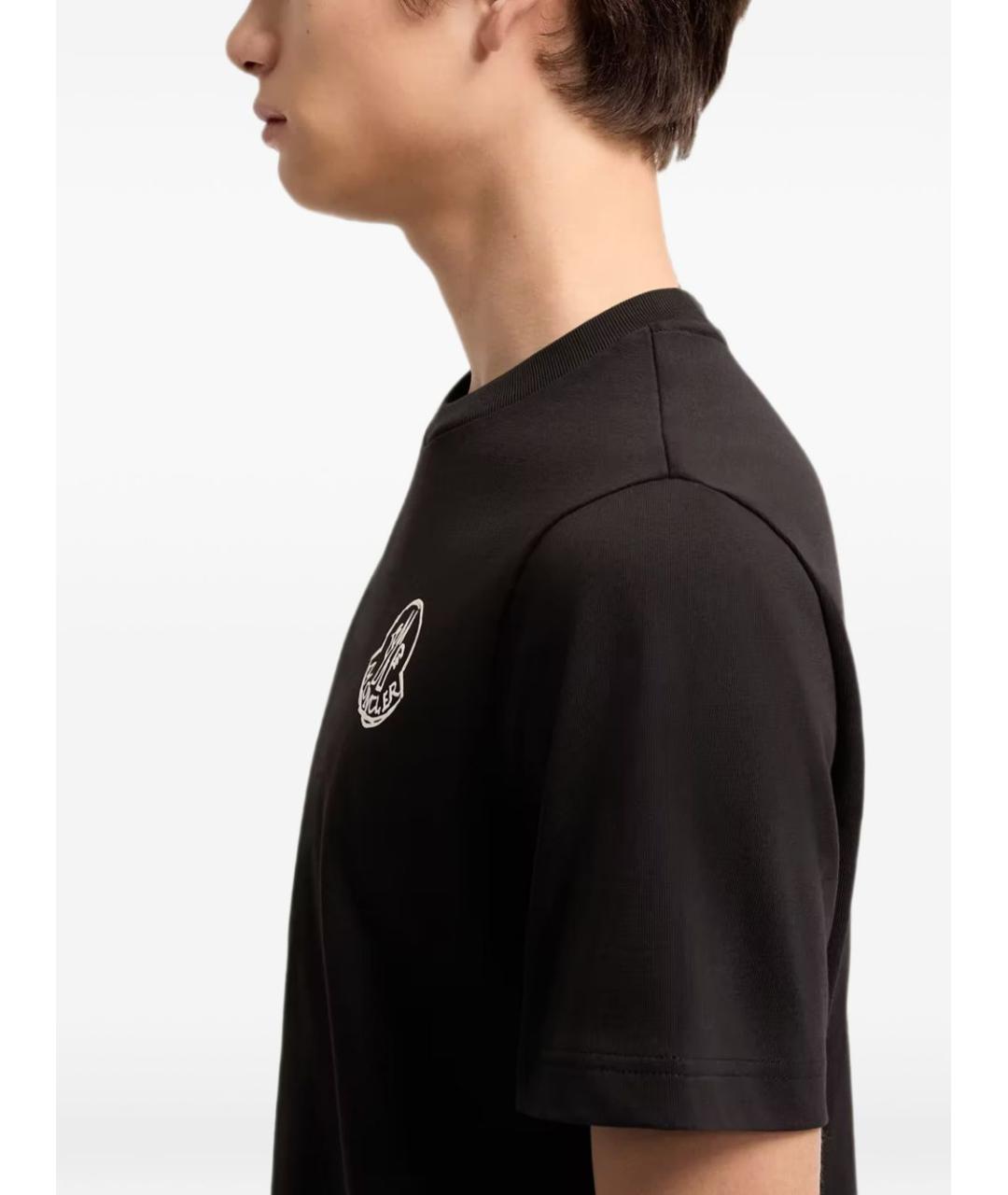MONCLER Черная хлопковая футболка, фото 6
