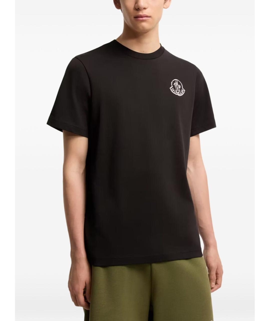 MONCLER Черная хлопковая футболка, фото 3