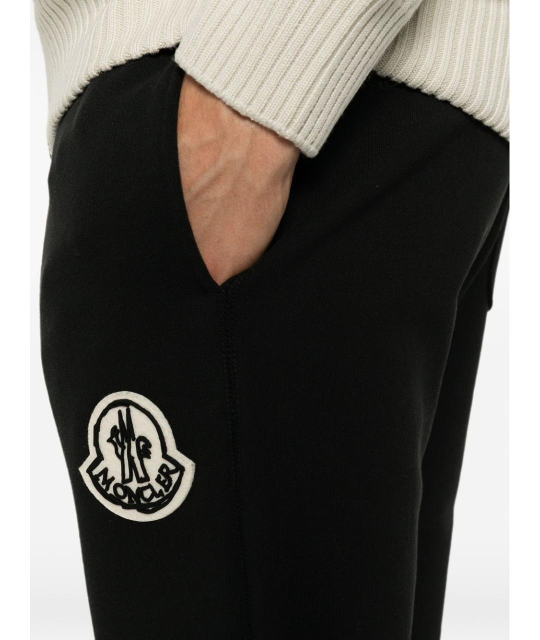 MONCLER Черные хлопковые повседневные брюки, фото 2