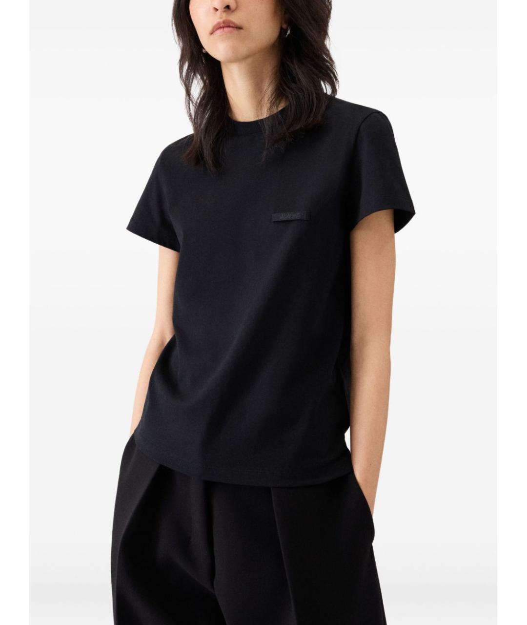 JACQUEMUS Черная хлопковая футболка, фото 2