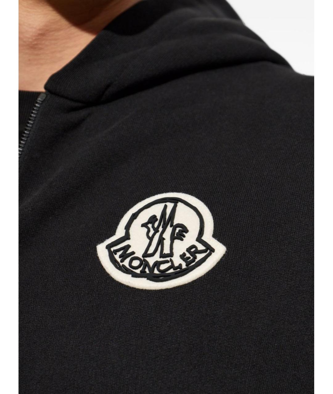 MONCLER Черный хлопковый кардиган, фото 4