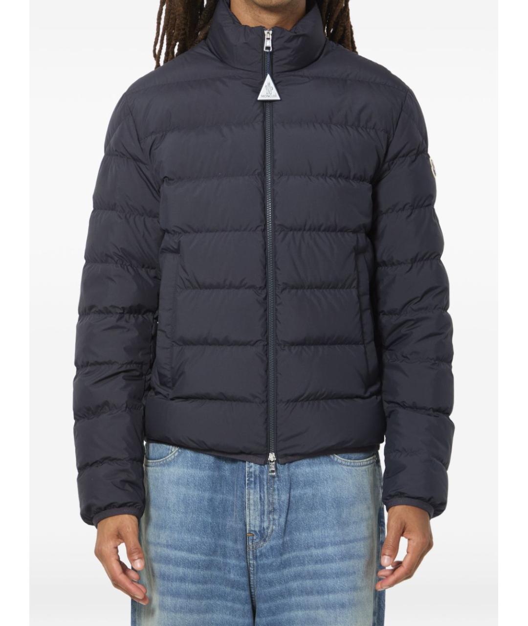 MONCLER Темно-синяя полиэстеровая куртка, фото 1