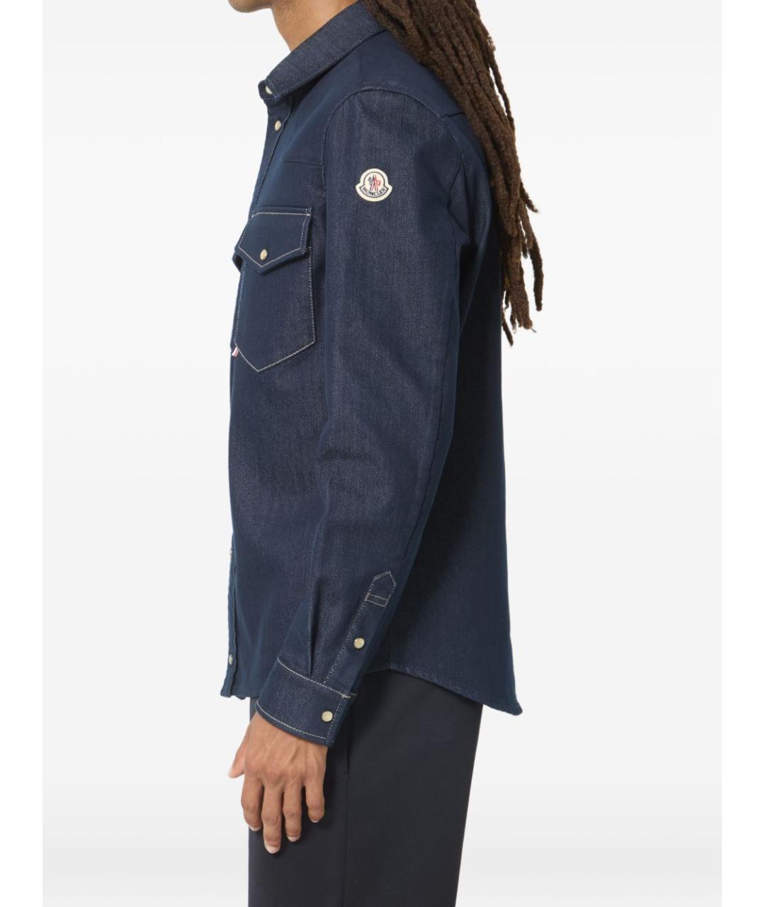 MONCLER Синяя хлопковая классическая рубашка, фото 2