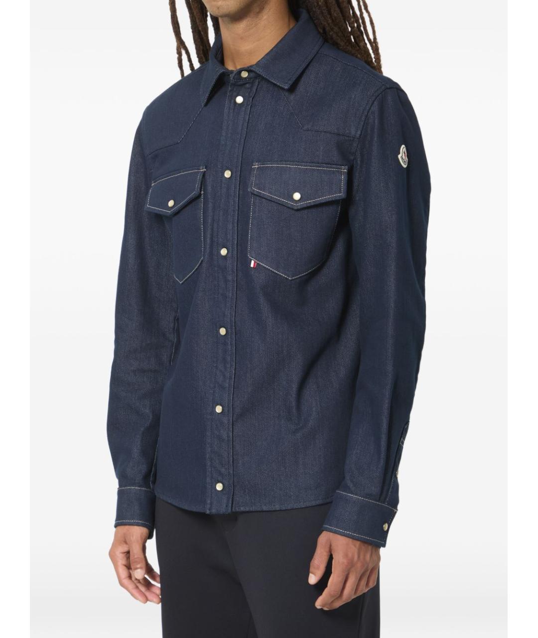 MONCLER Синяя хлопковая классическая рубашка, фото 3
