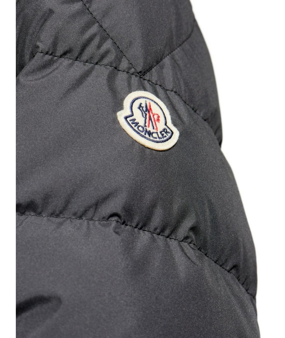 MONCLER Черный полиэстеровый пуховик, фото 2