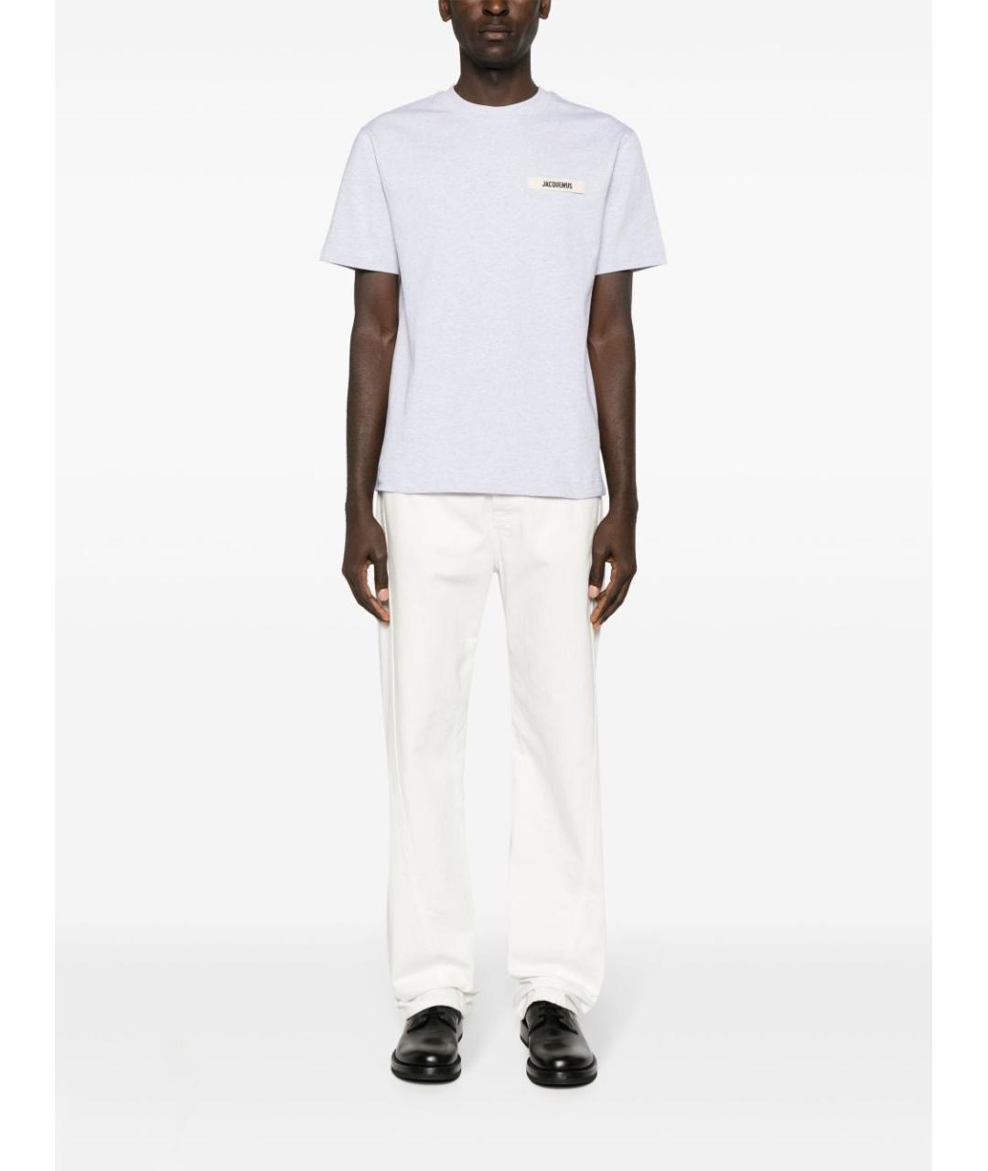 JACQUEMUS Серая хлопковая футболка, фото 5