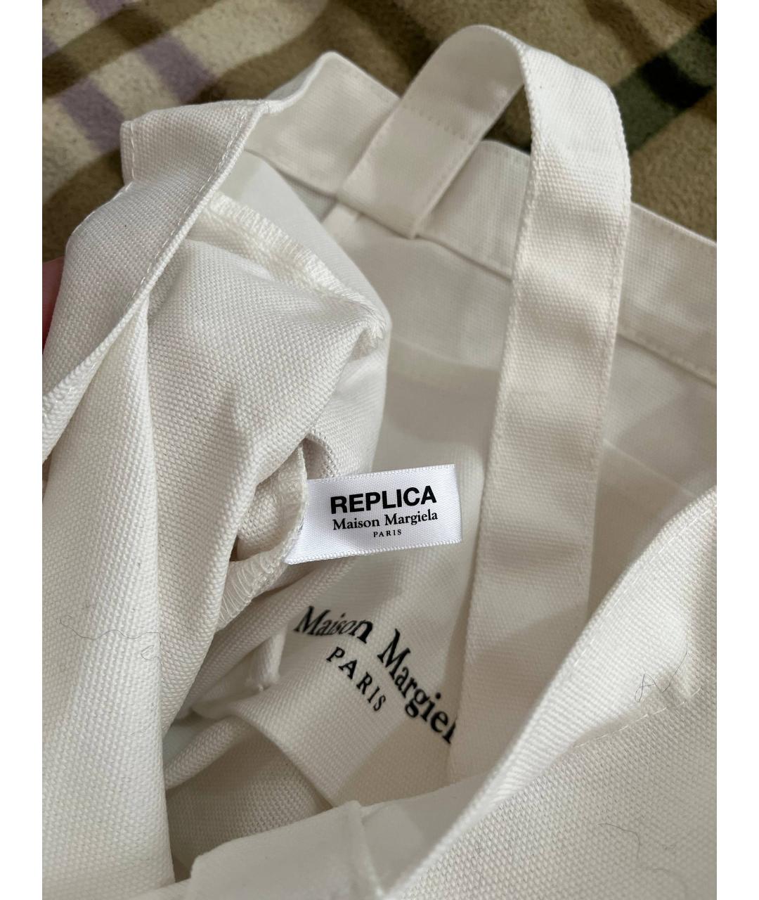 MAISON MARGIELA Белая тканевая сумка тоут, фото 5