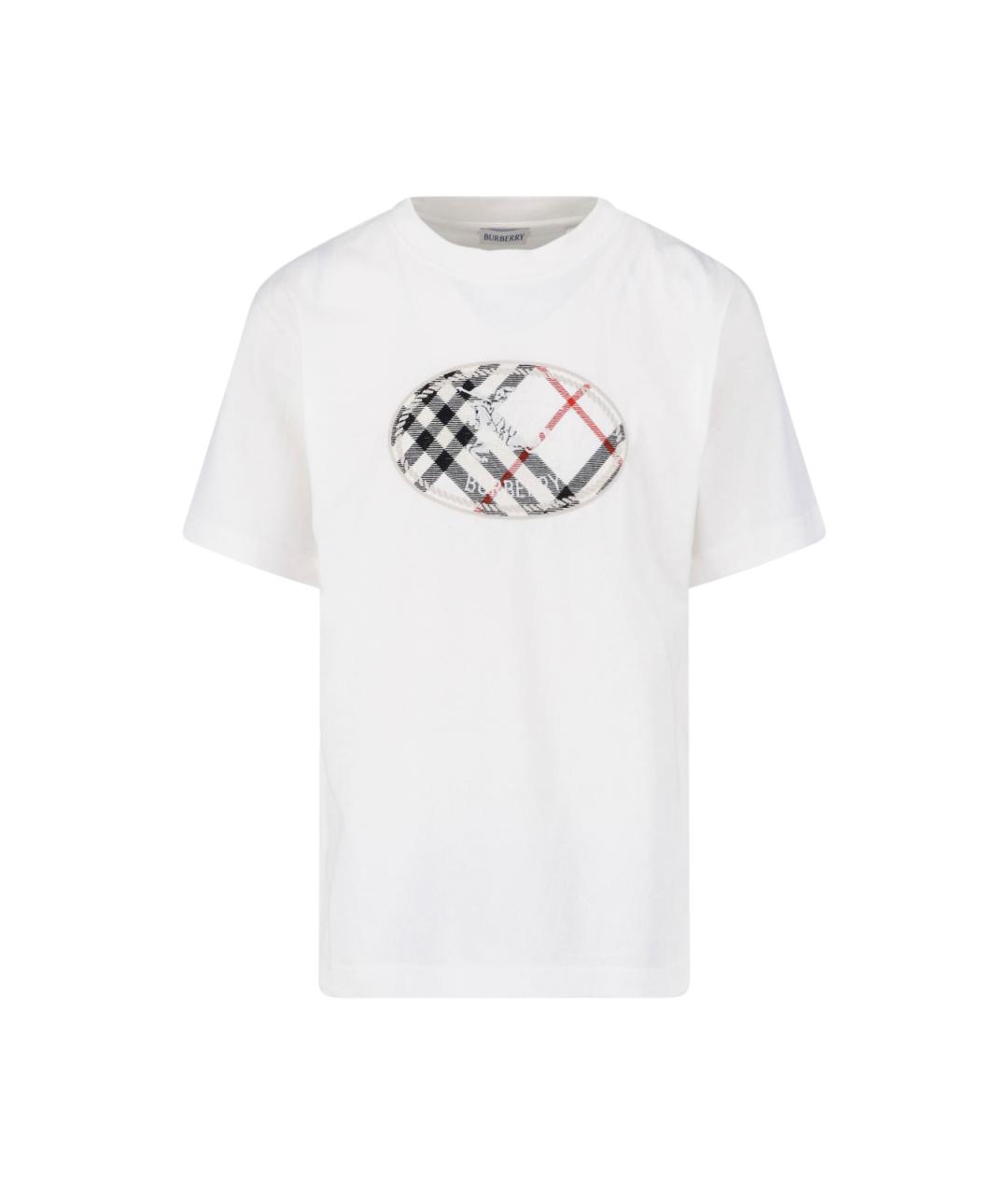 BURBERRY Белая хлопковая футболка, фото 1