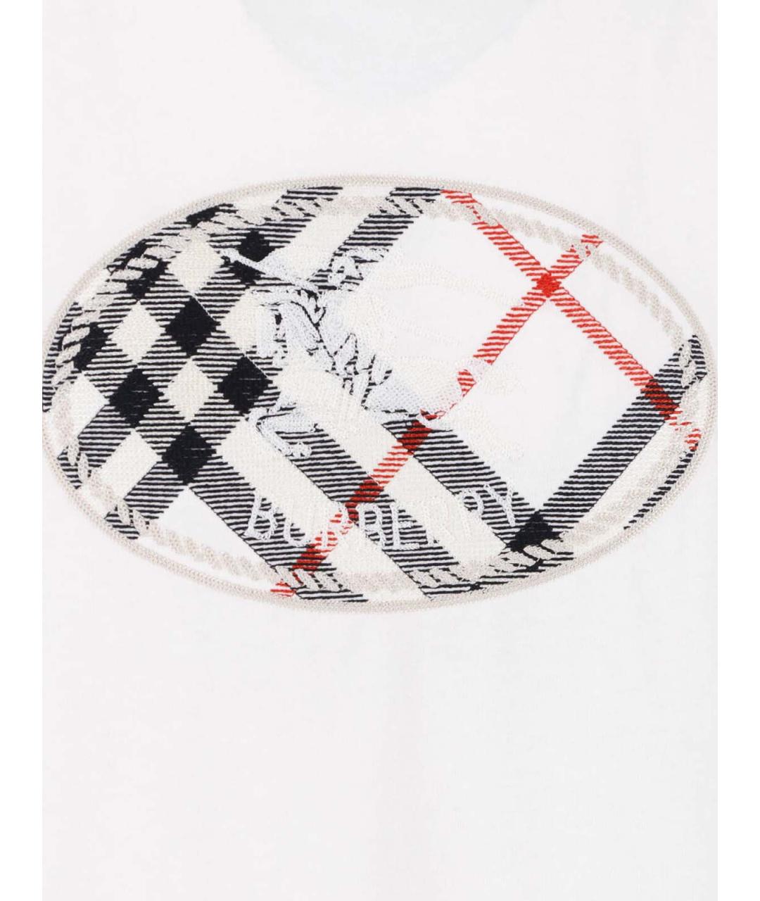 BURBERRY Белая хлопковая футболка, фото 3