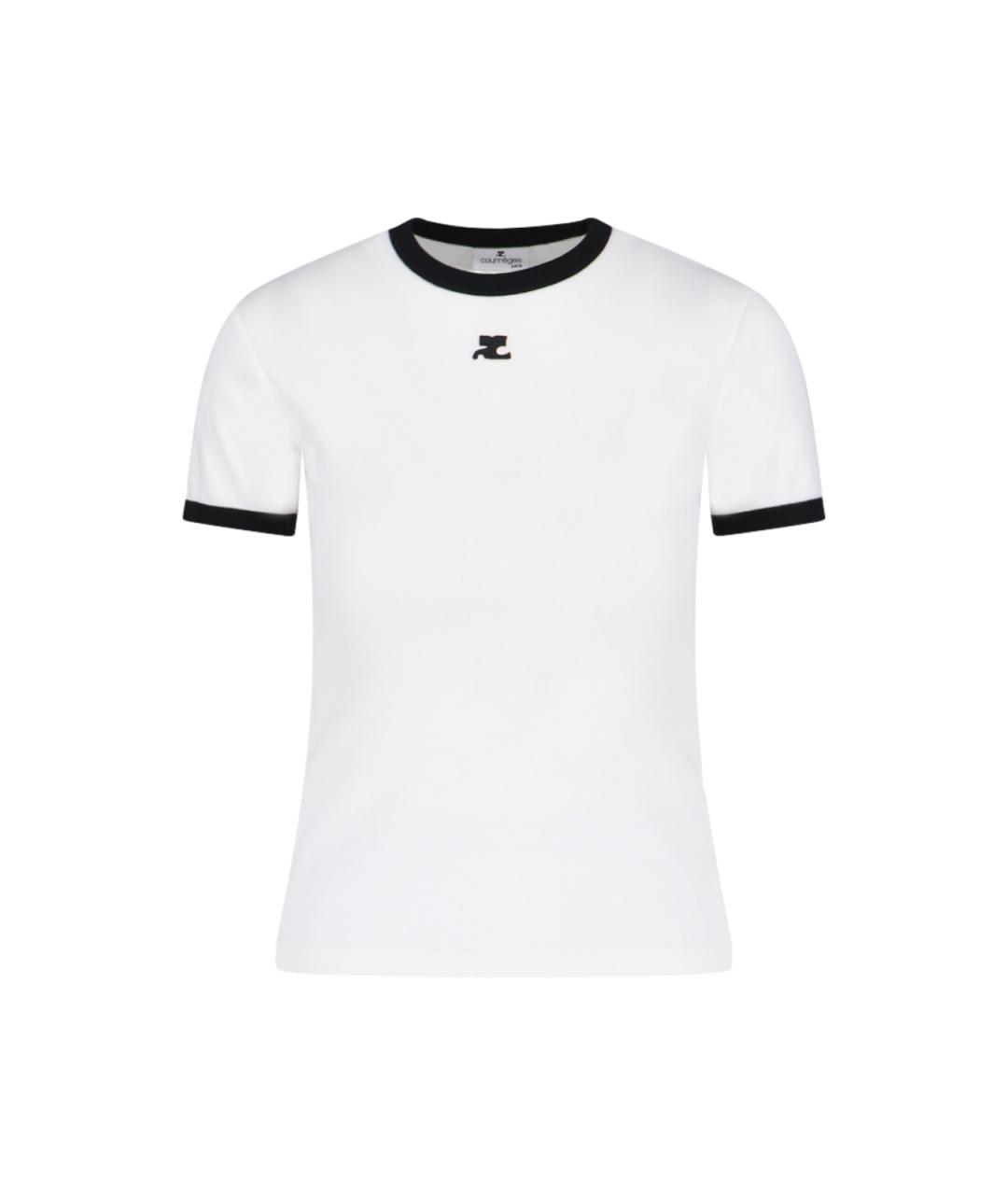 COURREGES Белая хлопковая футболка, фото 1