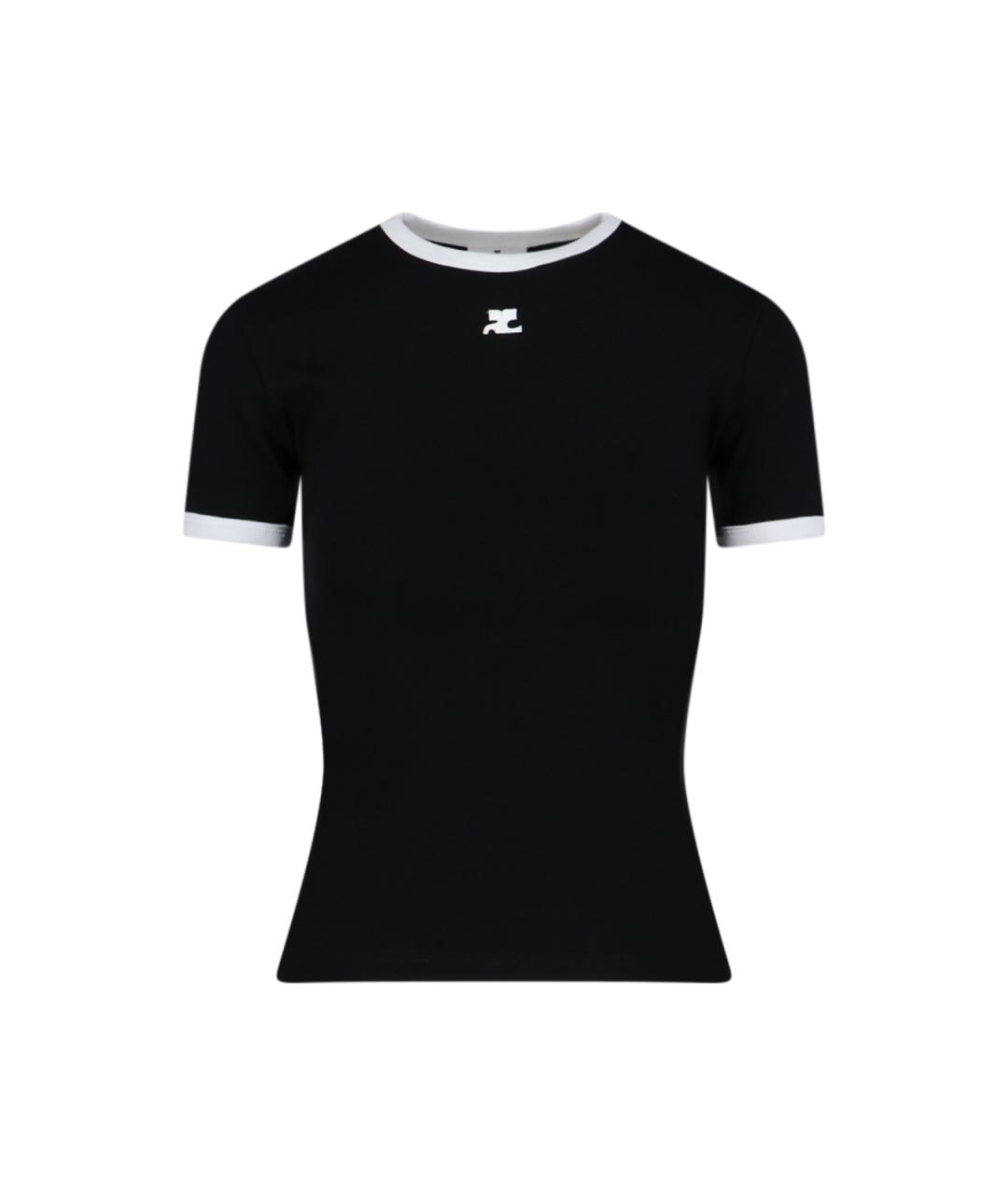COURREGES Черная хлопковая футболка, фото 1