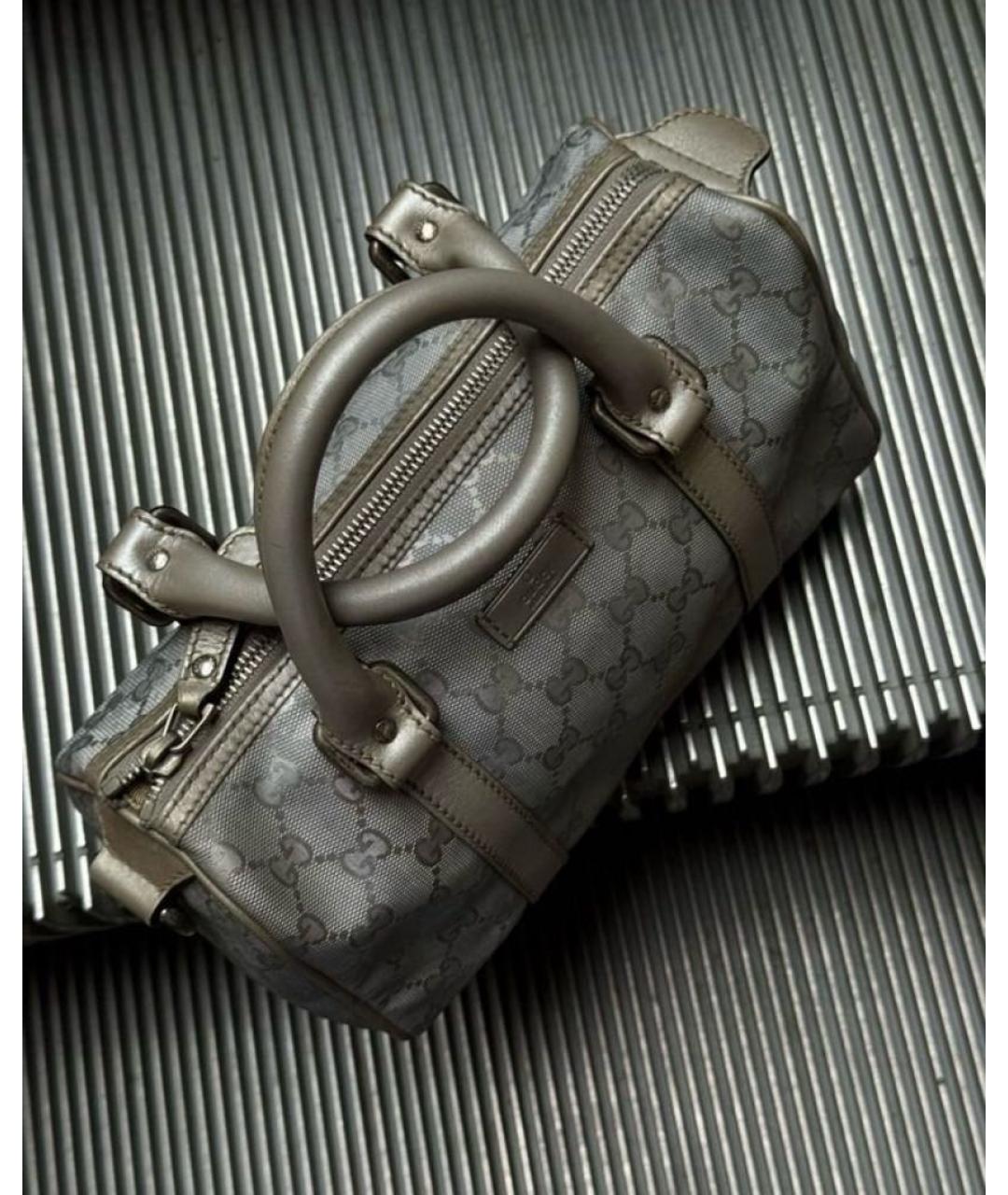 GUCCI Серебряная тканевая сумка тоут, фото 2