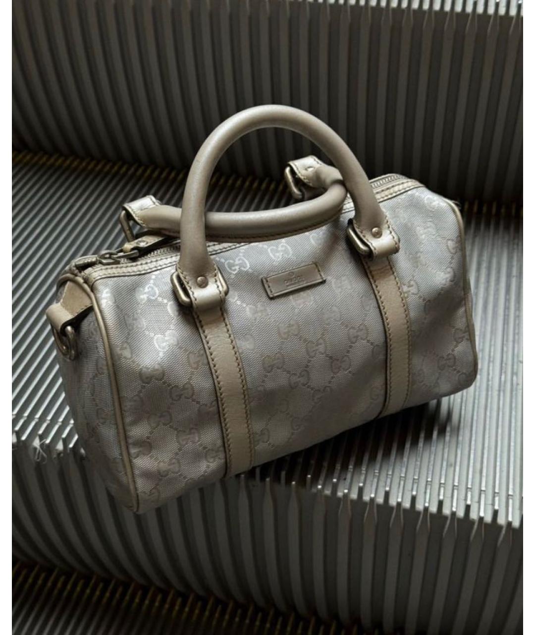GUCCI Серебряная тканевая сумка тоут, фото 6