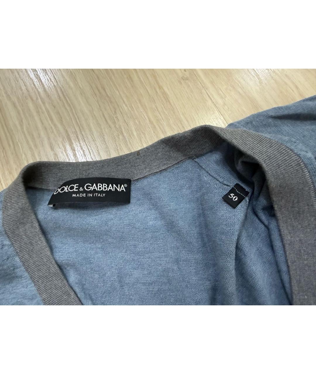 DOLCE&GABBANA Голубой хлопковый кардиган, фото 4