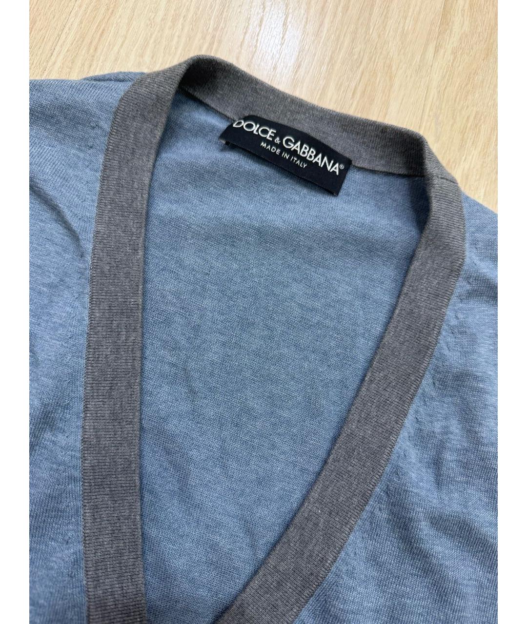 DOLCE&GABBANA Голубой хлопковый кардиган, фото 3