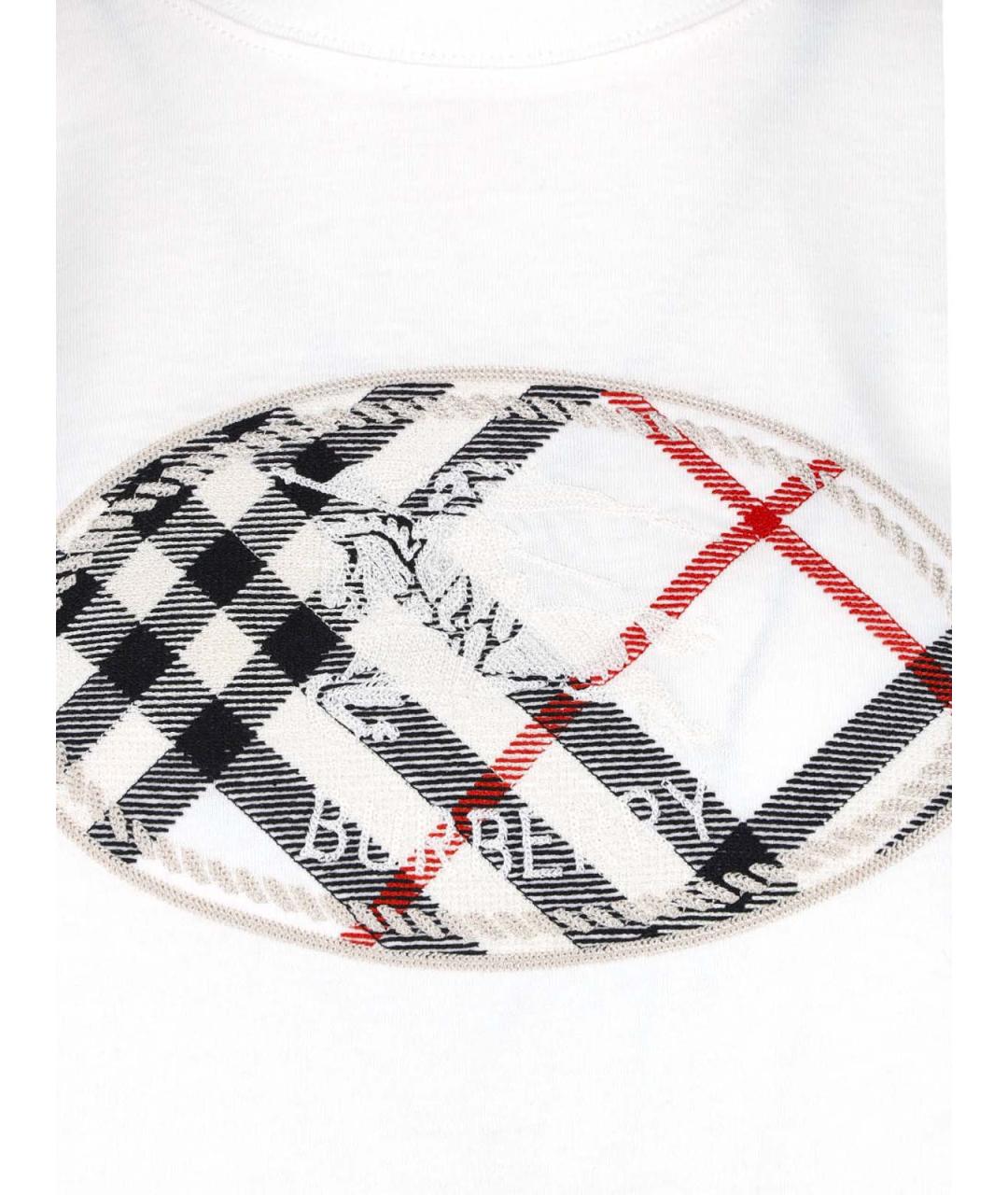 BURBERRY Белая хлопковая футболка, фото 3