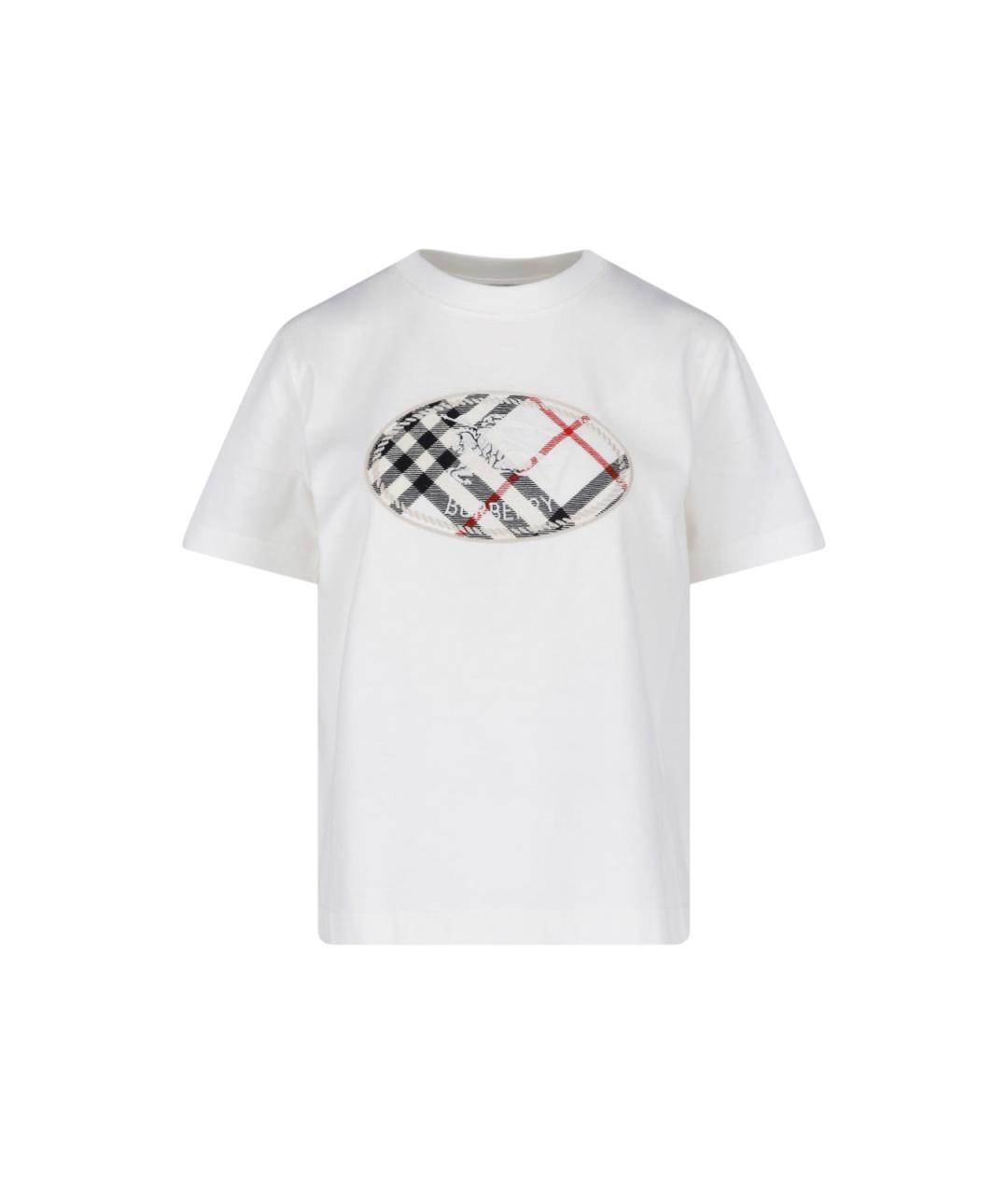 BURBERRY Белая хлопковая футболка, фото 1