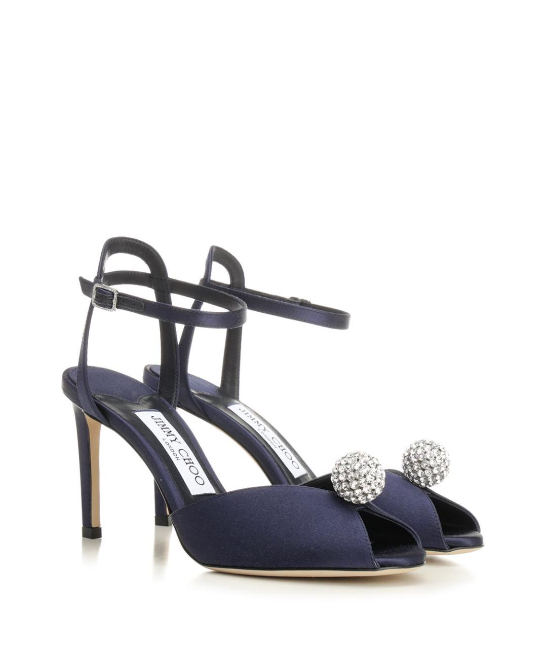 JIMMY CHOO Синие текстильные босоножки, фото 2