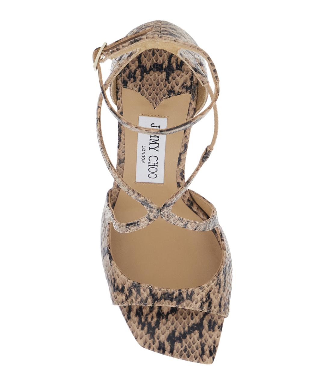 JIMMY CHOO Бежевые босоножки из лакированной кожи, фото 4